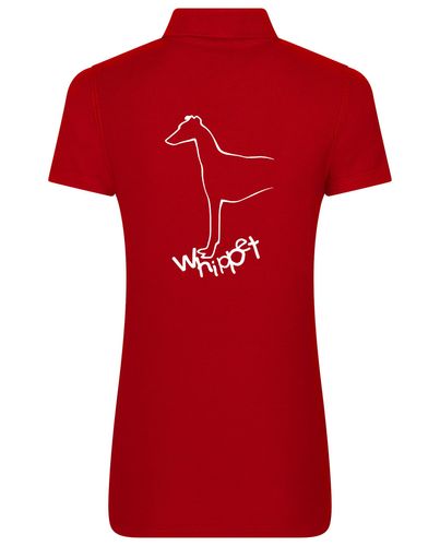 Female Whippet Polo Shirt Red (White)