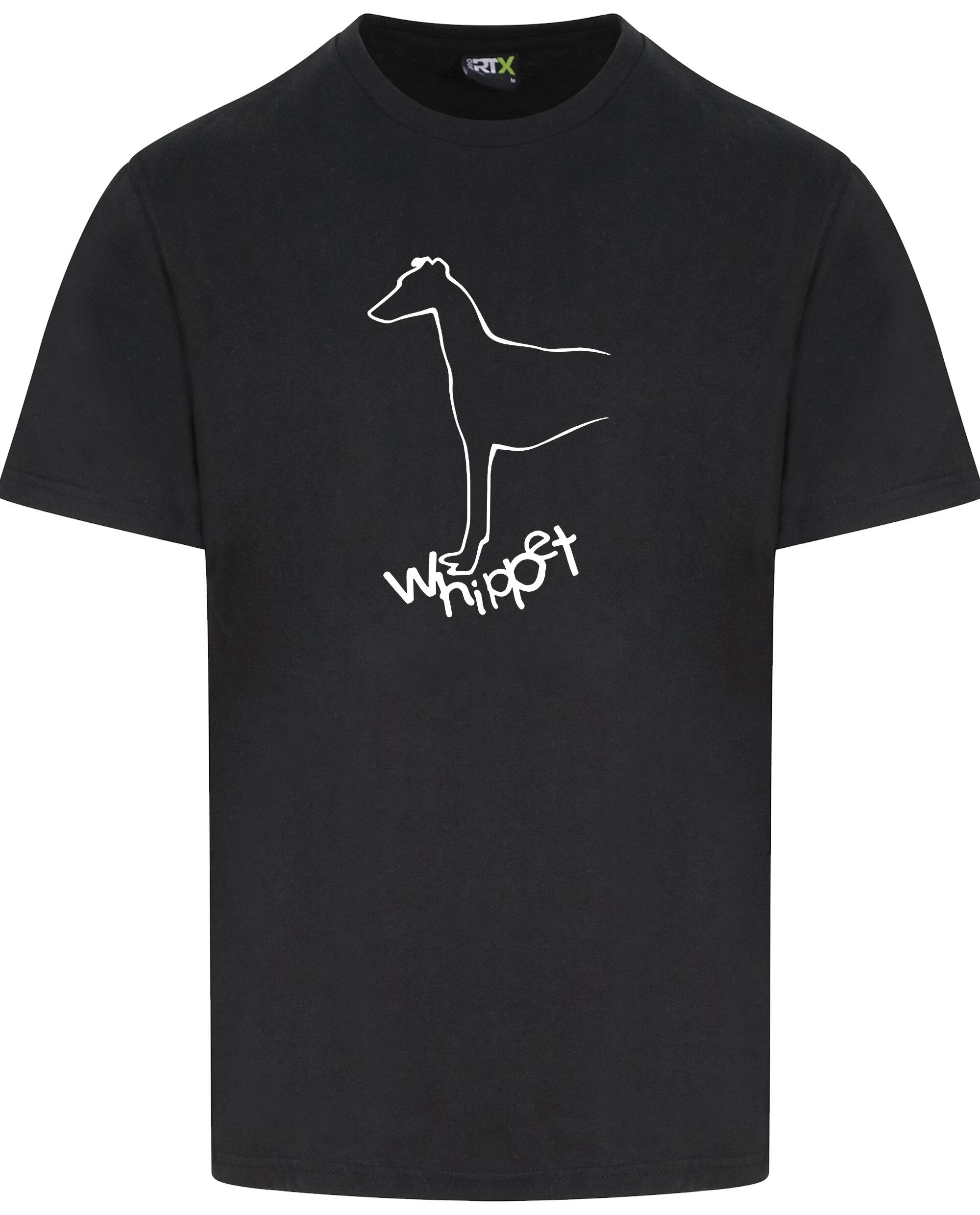 Unisex Whippet Roundneck T-Shirt Black (White)