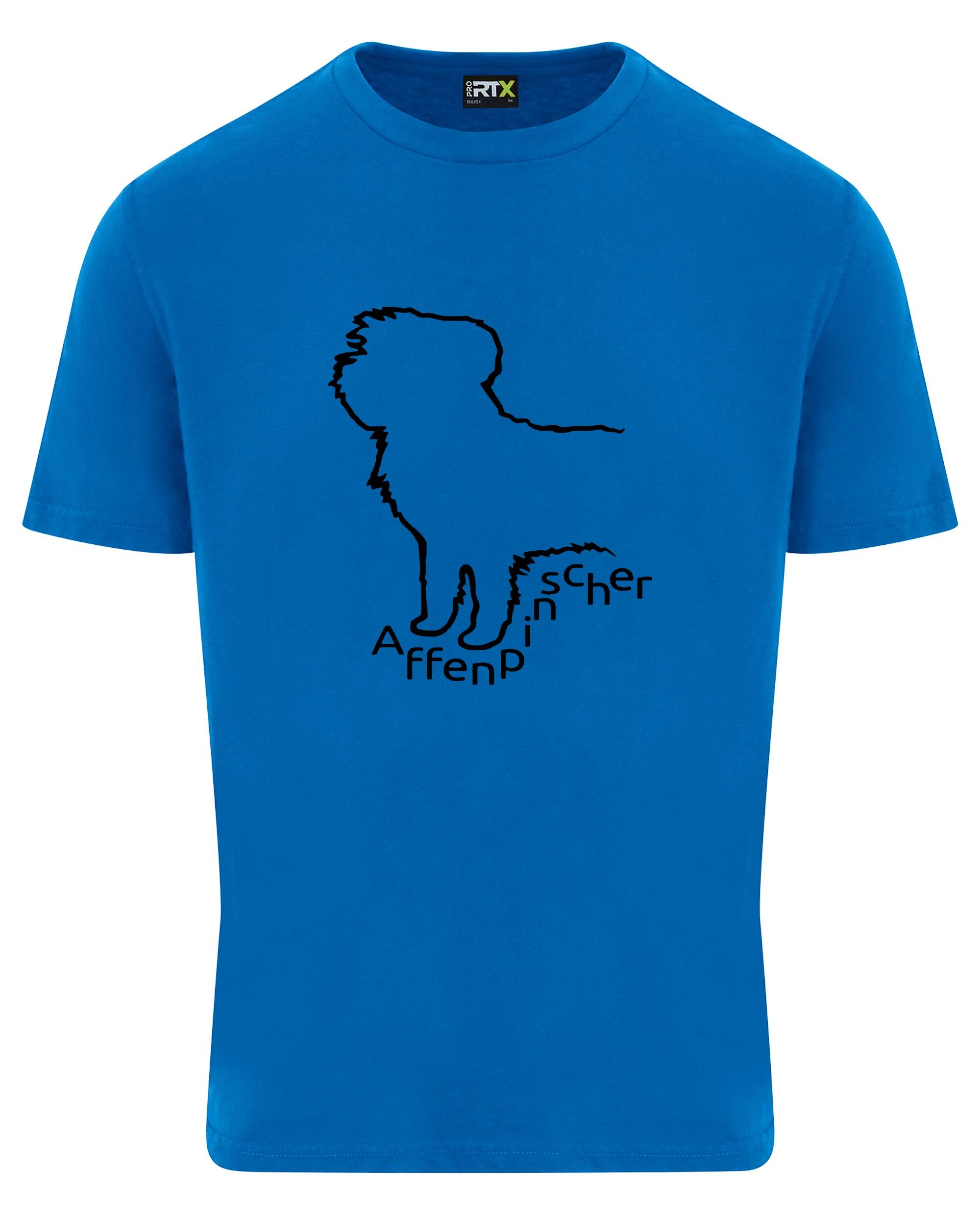 Unisex Affenpinscher Roundneck T-Shirt Sapphire Blue (Black)
