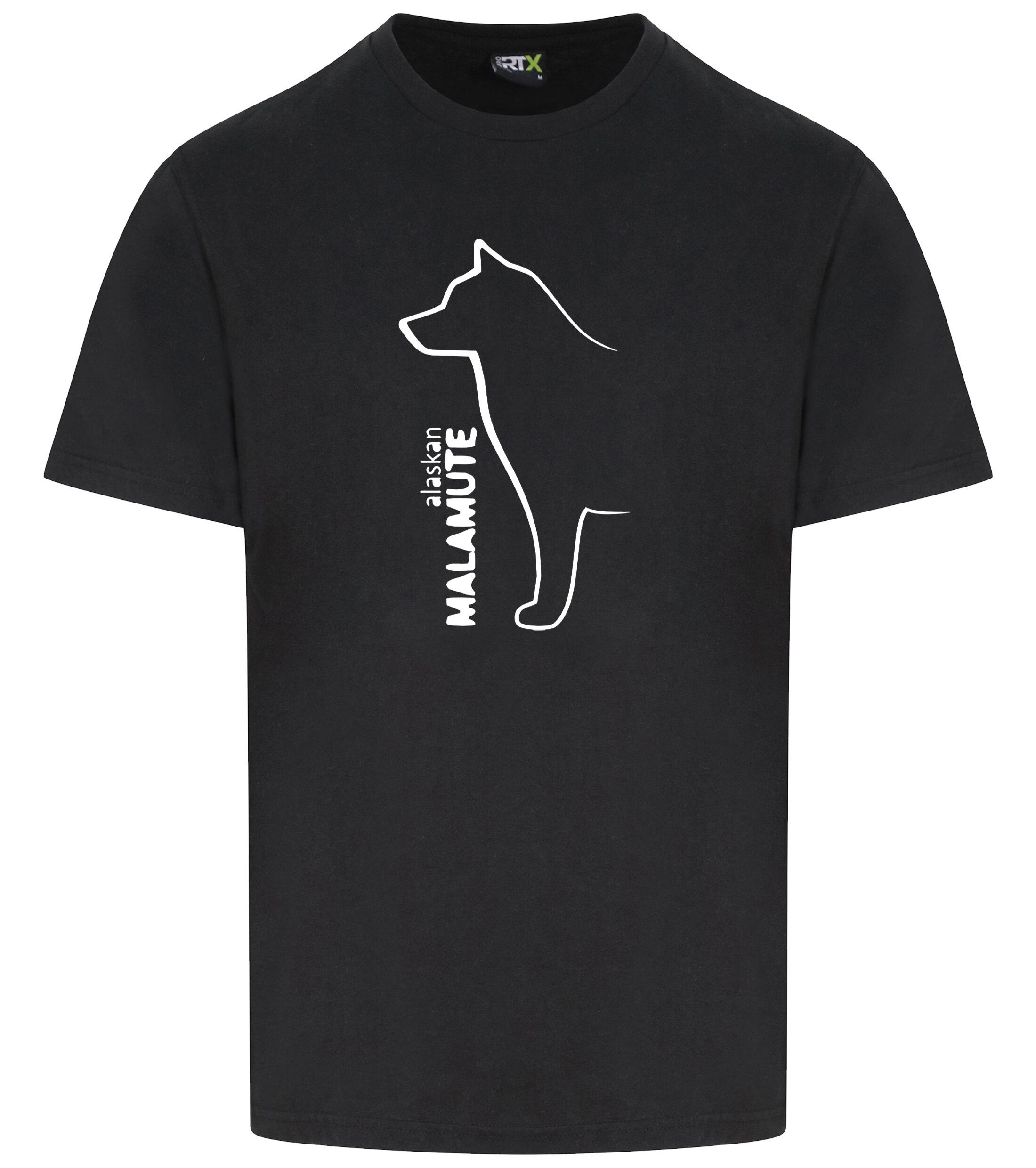 Unisex Alaskan Malamute Roundneck T-Shirt Black (White)
