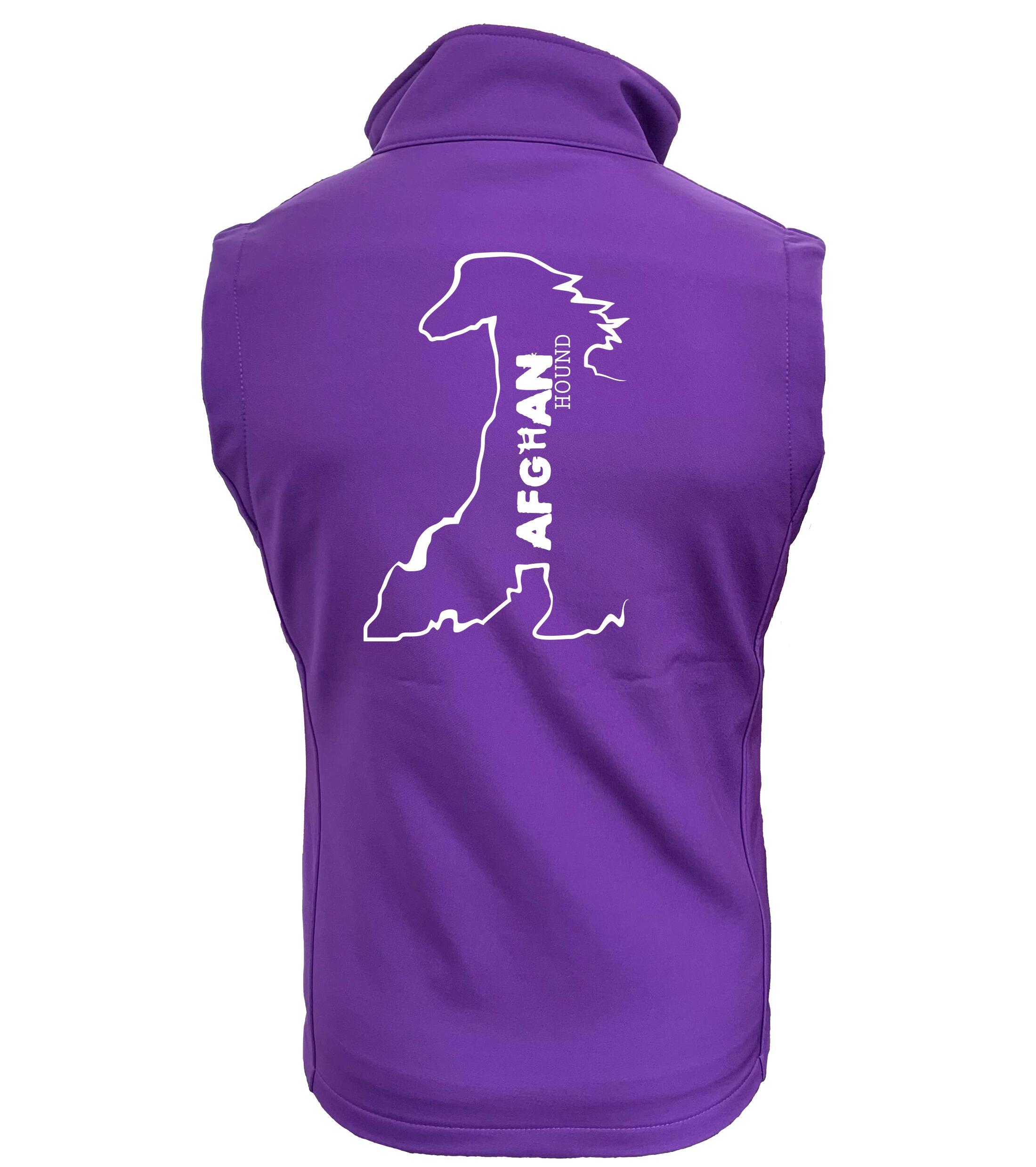 Female Afghan Hound Softshell Gilet Purple (White)