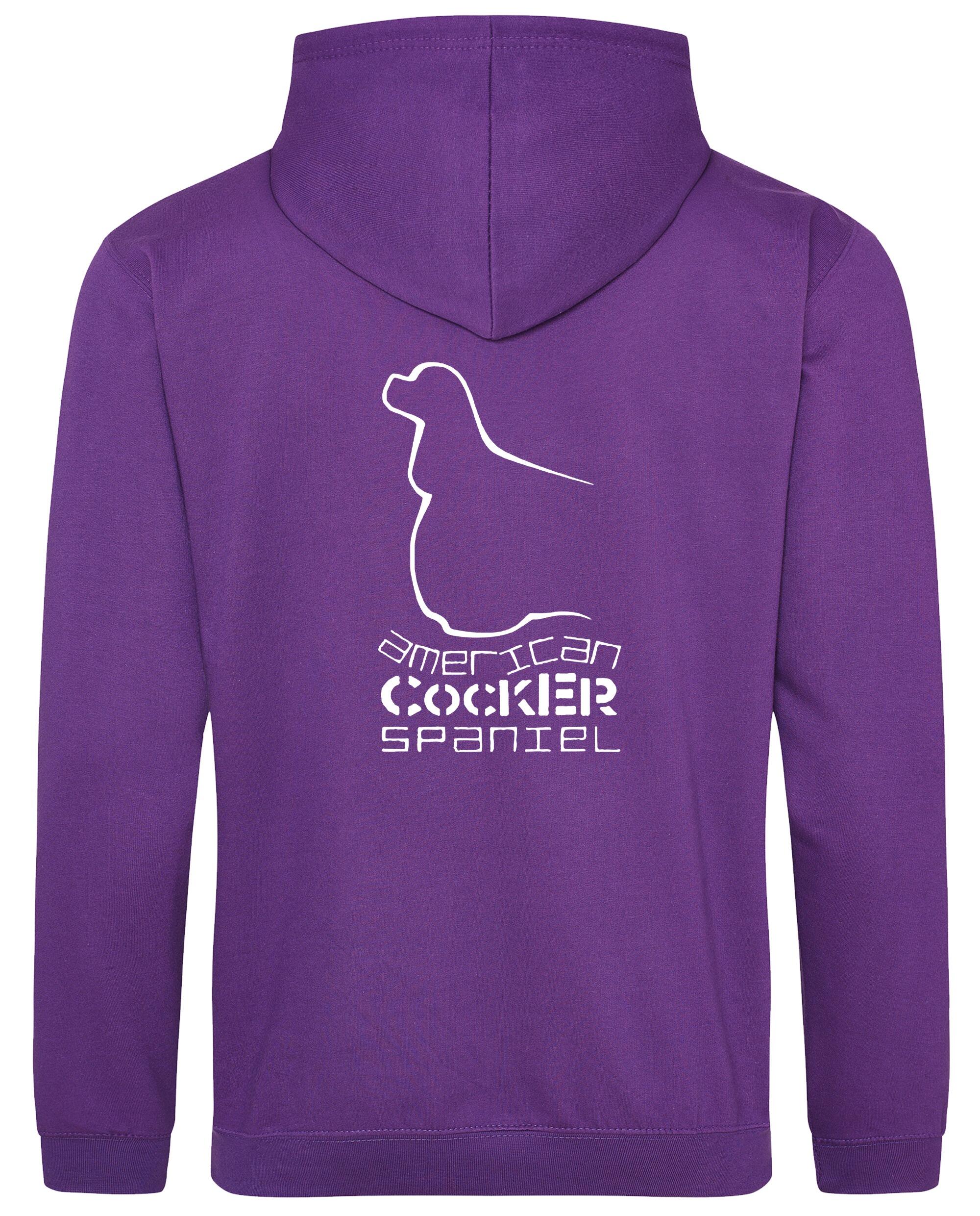 Unisex American Cocker Spaniel Pullover Hoodie Purple (White)