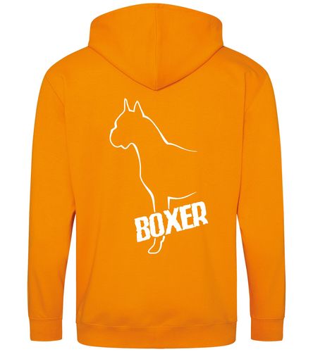 Unisex Boxer Ear Up Zipped Hoodie Orange Crush (White)