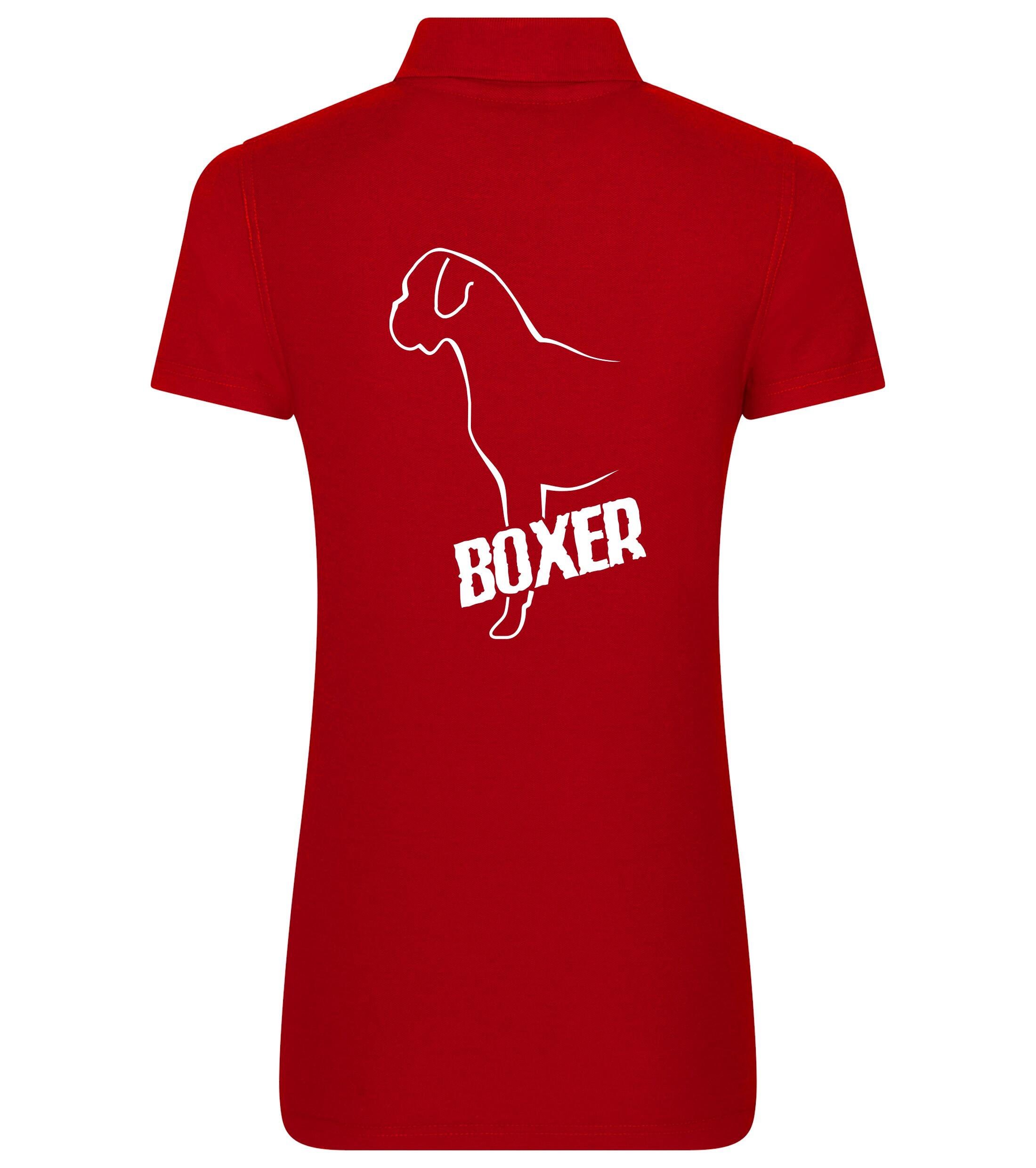 Female Boxer Ear Drop Polo Shirt Red (White)
