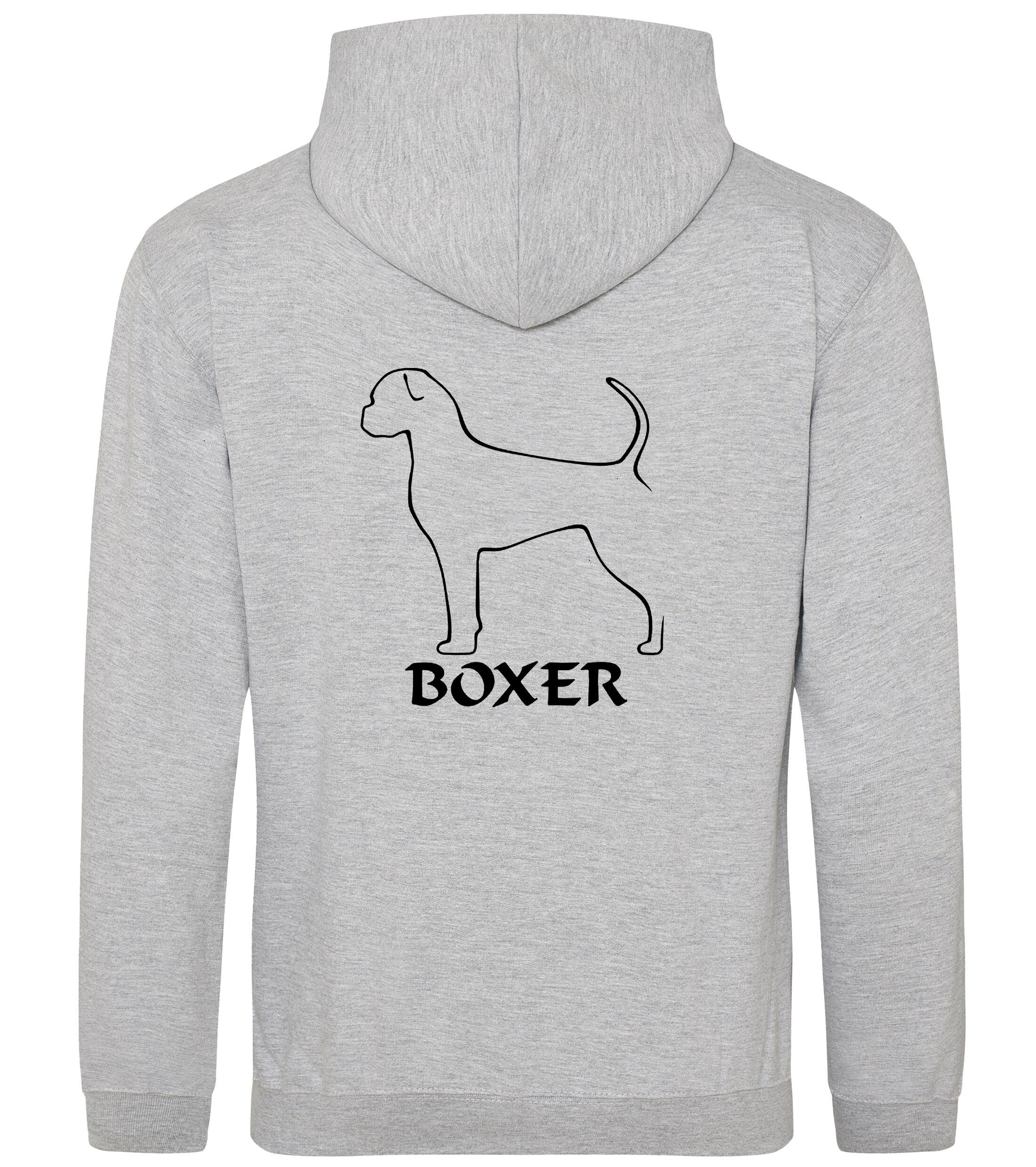 Unisex Boxer Ear Drop (2) Pullover Hoodie Heather Grey (Black)