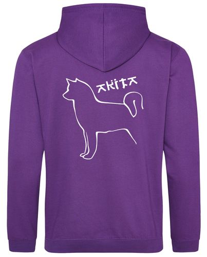 Unisex Akita Pullover Hoodie Purple (White)