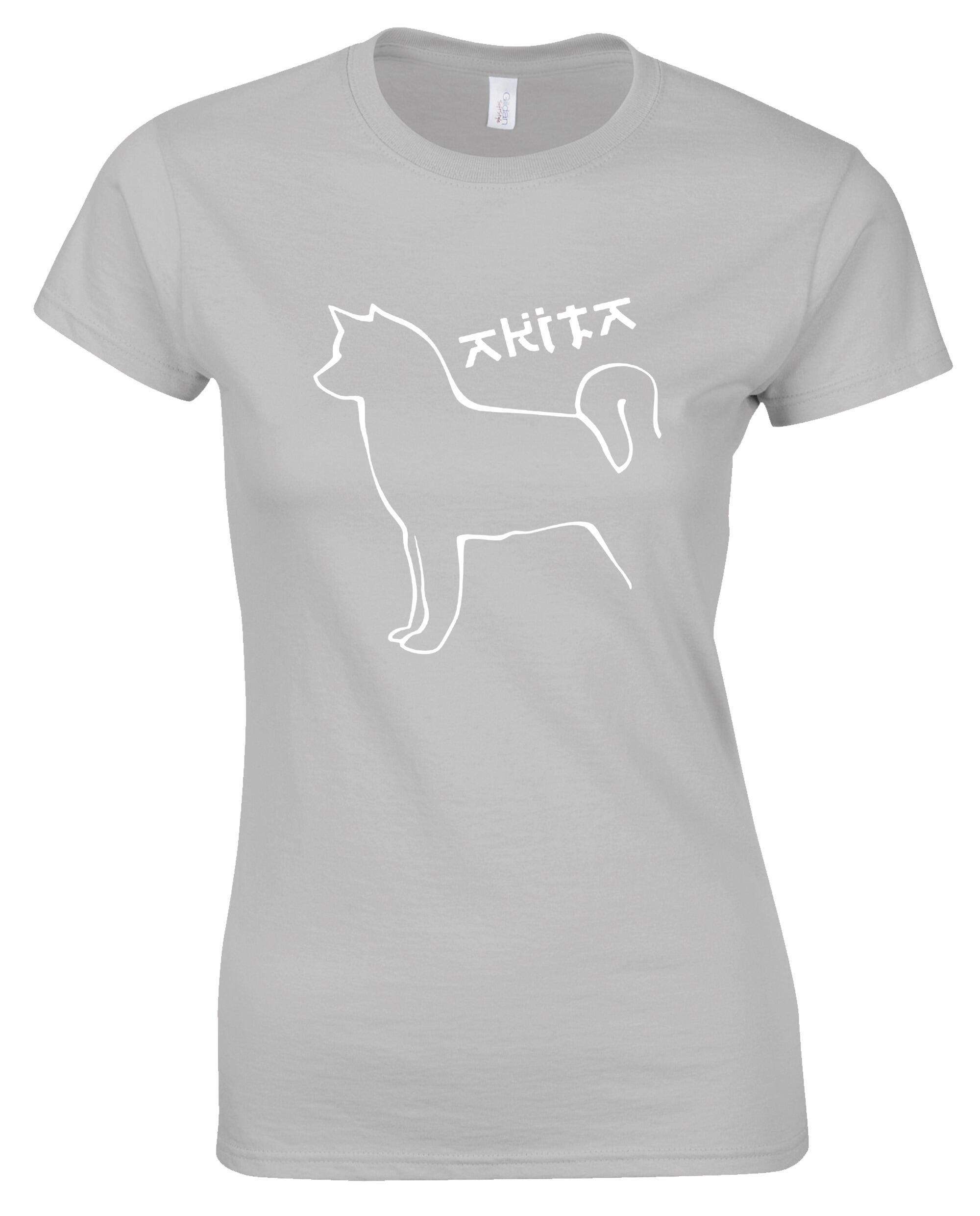 Female Akita Roundneck T-Shirt Sports Grey (White)