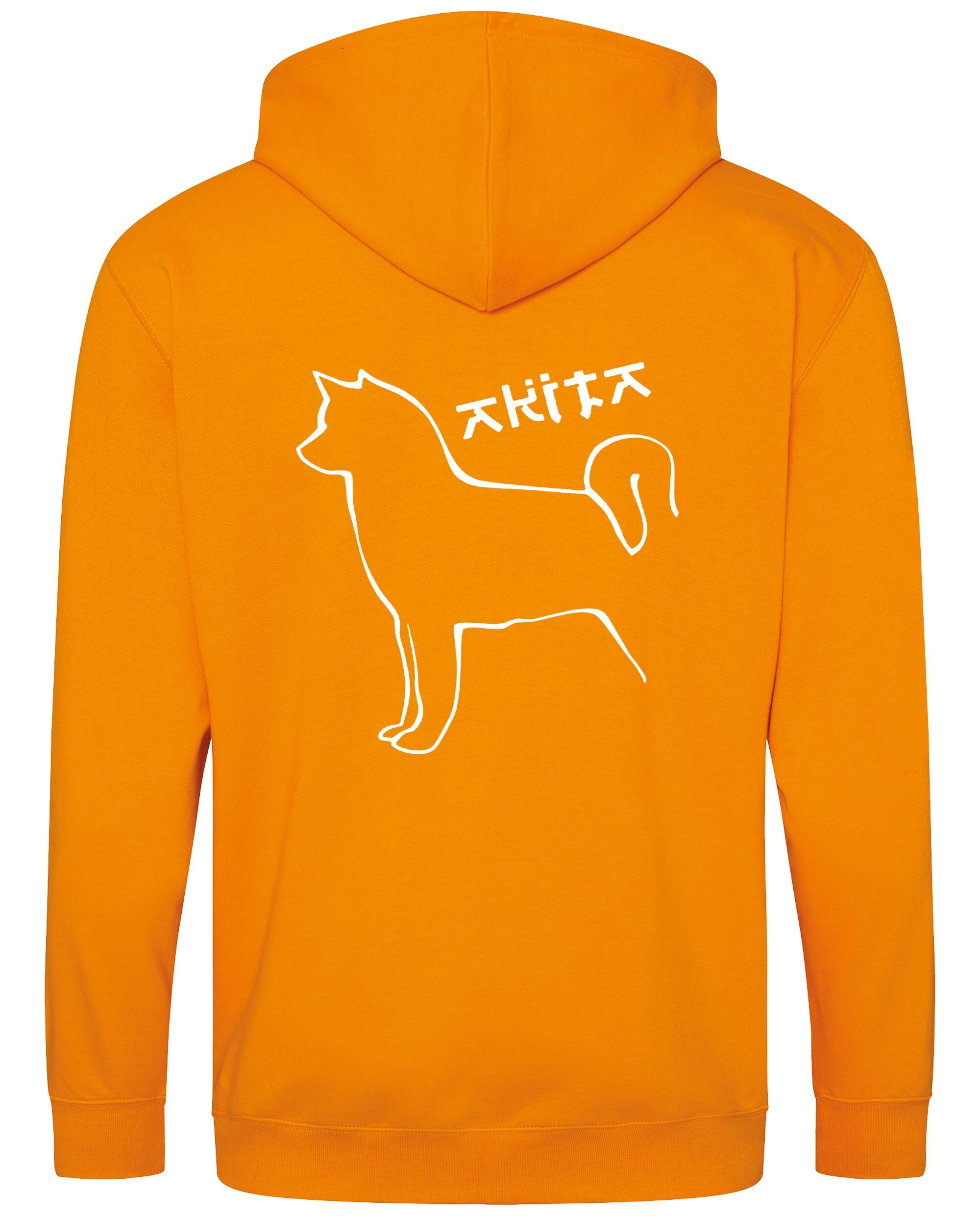Unisex Akita Zipped Hoodie Orange Crush (White)