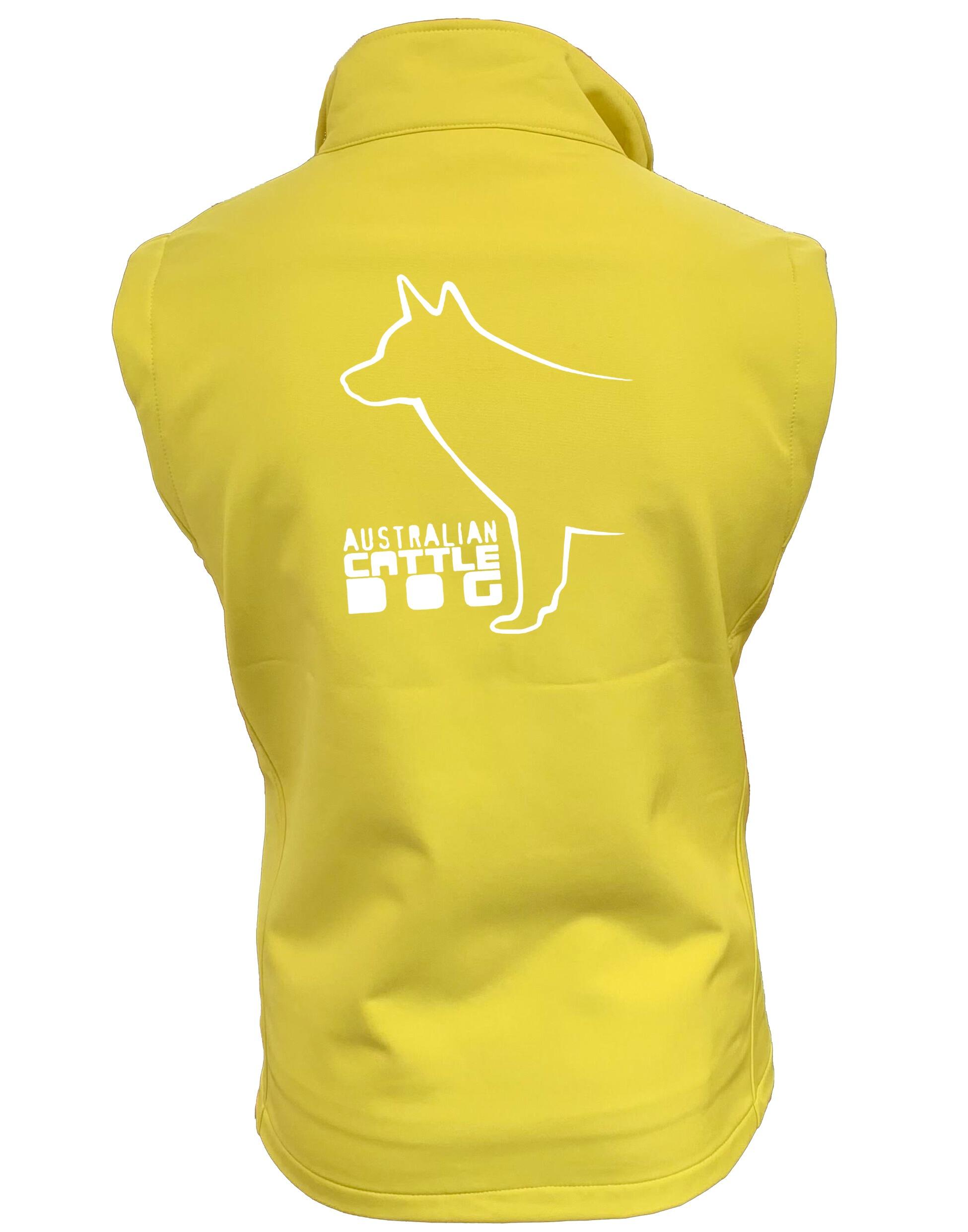 Unisex Australian Cattle Dog Softshell Gilet Yellow (White)