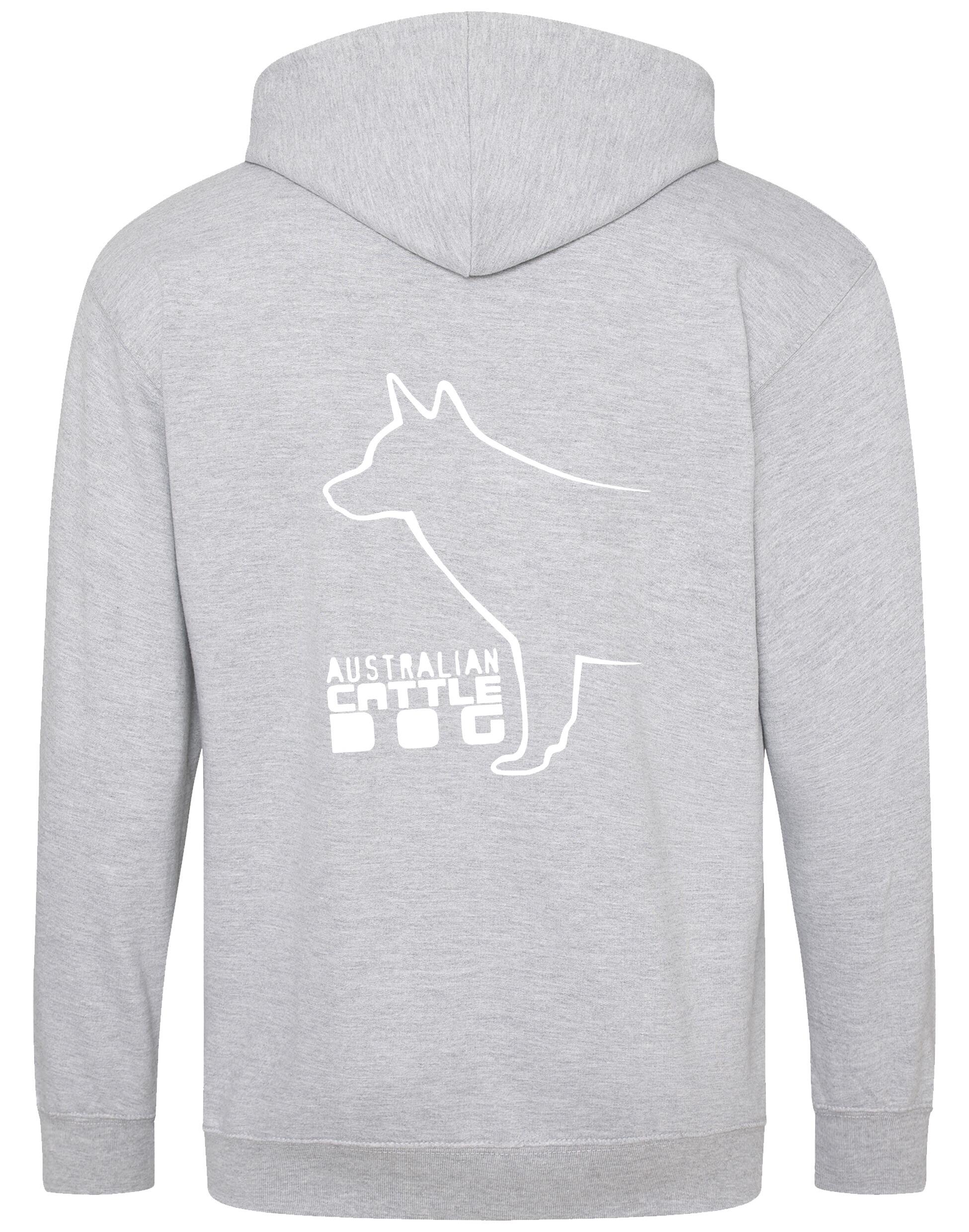 Unisex Australian Cattle Dog Zipped Hoodie Heather Grey (White)