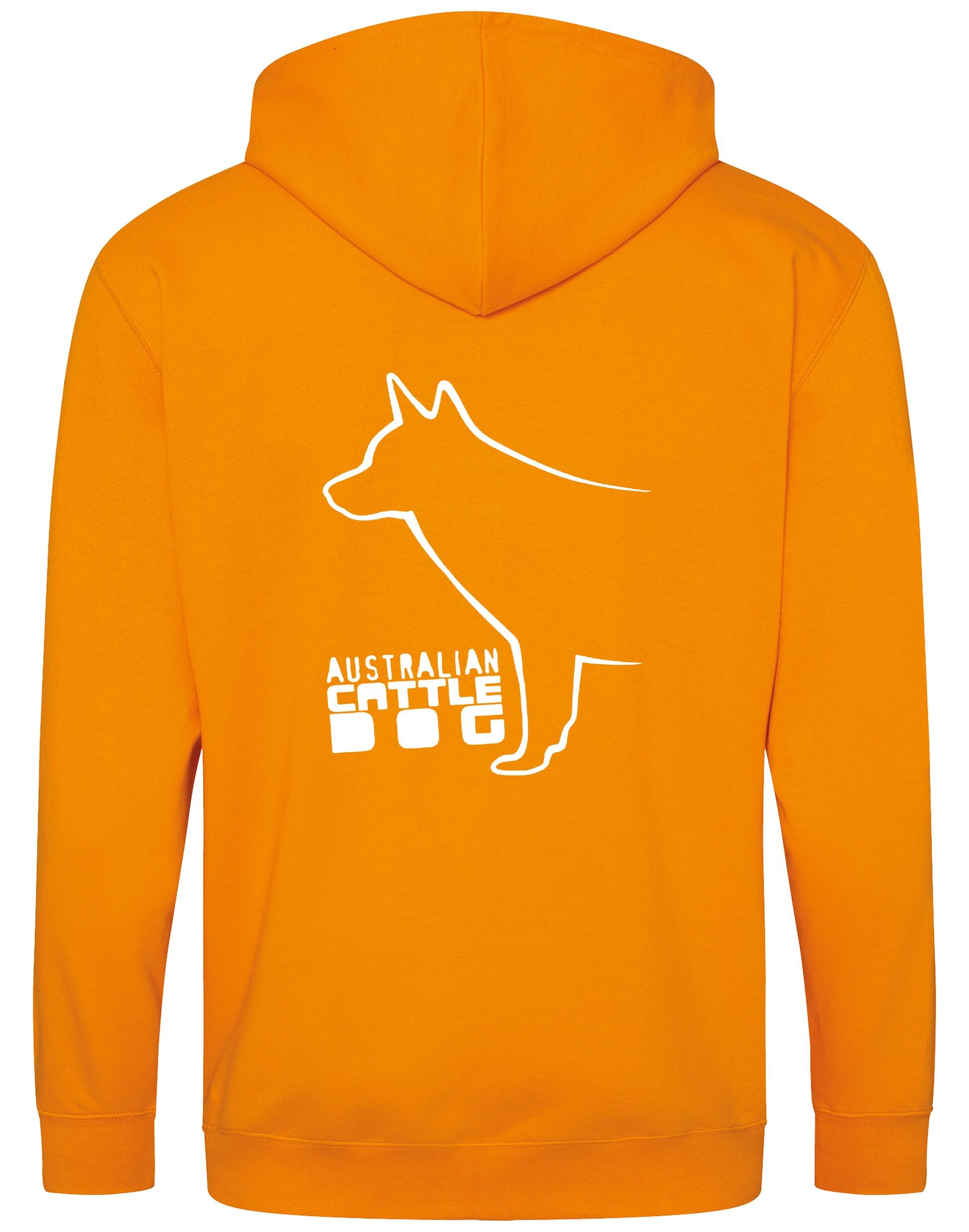 Unisex Australian Cattle Dog Zipped Hoodie Orange Crush (White)