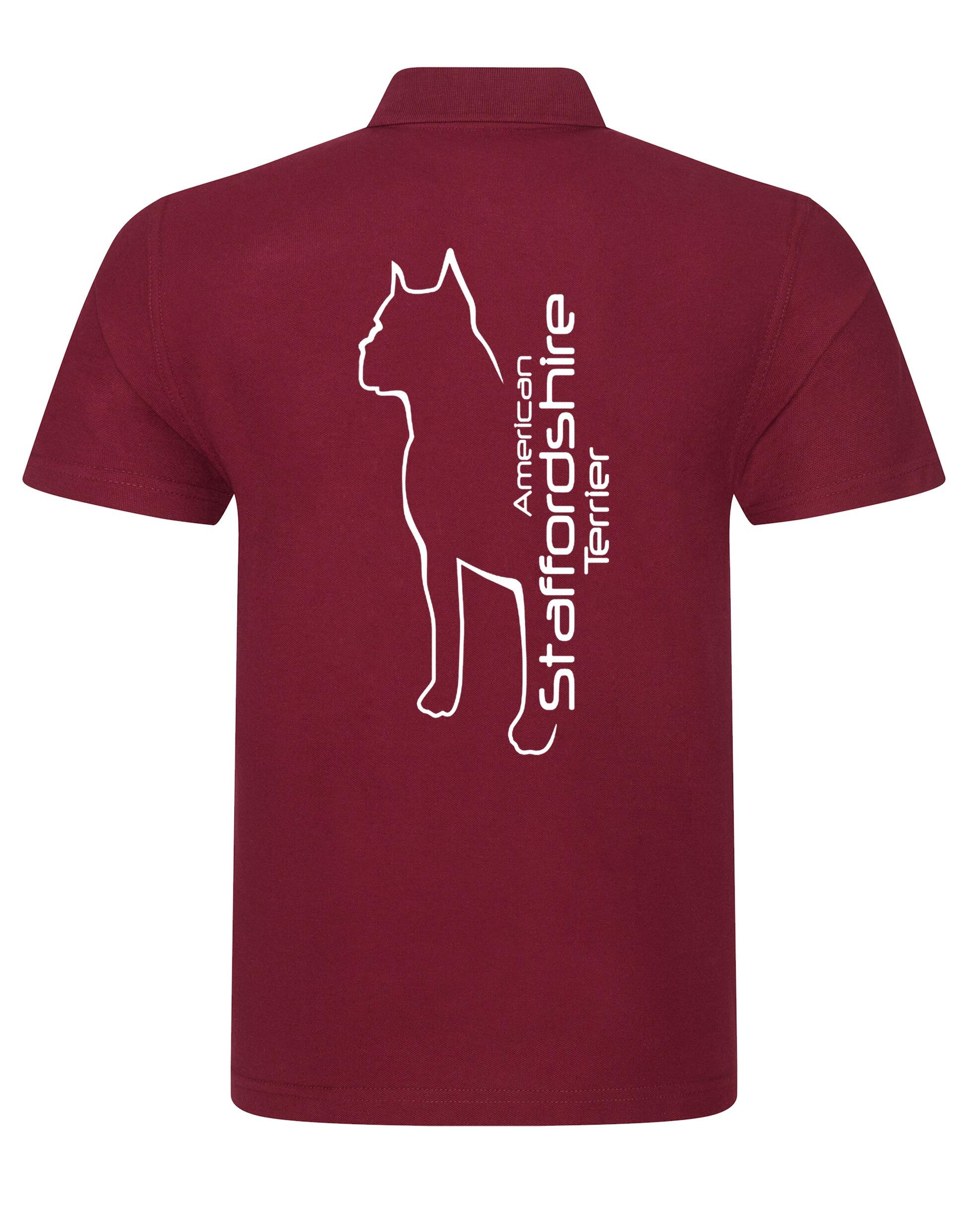 Unisex American Staffordshire Terrier Polo Shirt Burgundy (White)