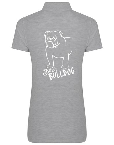 Female British Bulldog Polo Shirt Heather Grey (White)