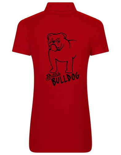 Female British Bulldog Polo Shirt Red (Black)