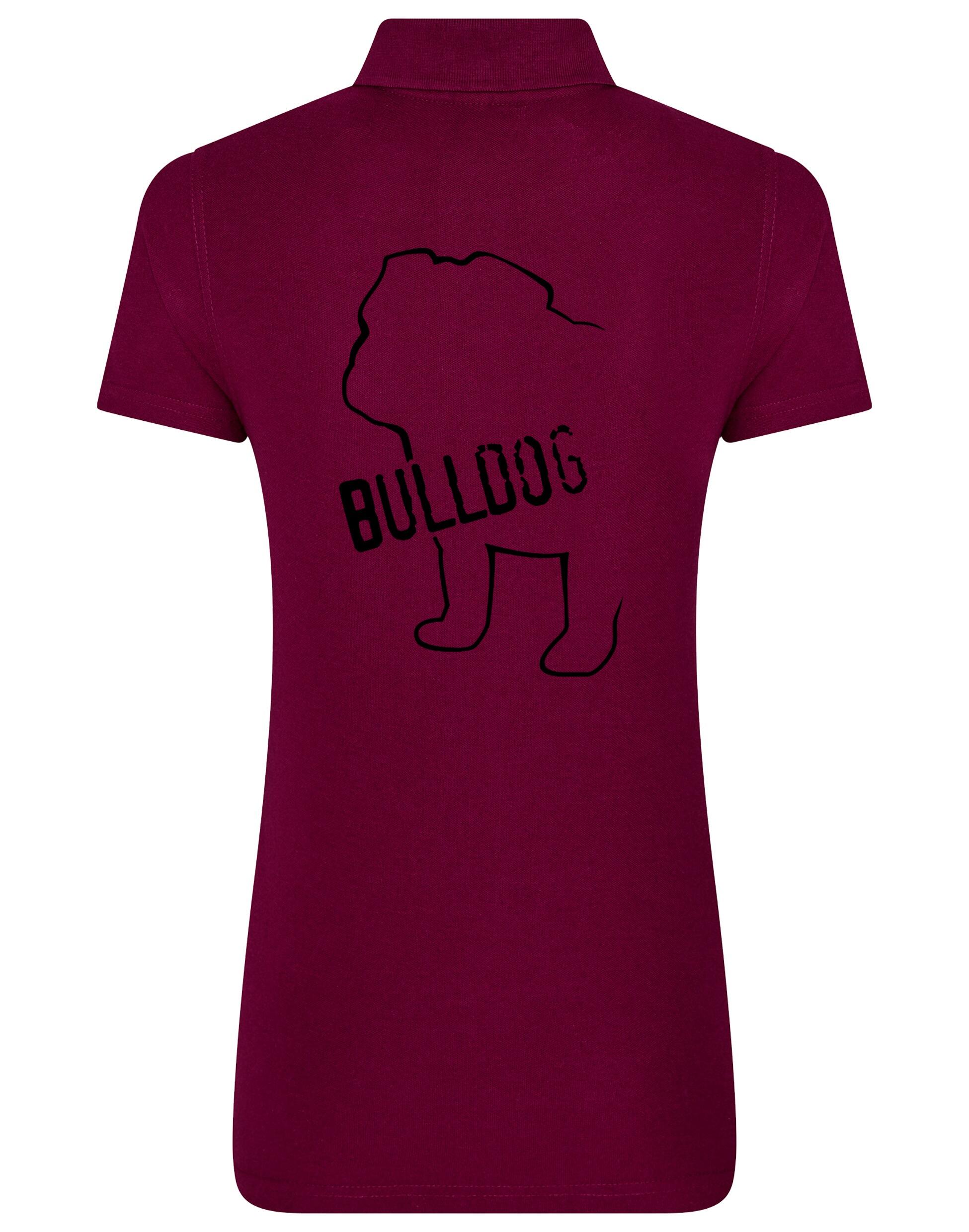 Female Bulldog (Body Design) Polo Shirt Burgundy (Black)