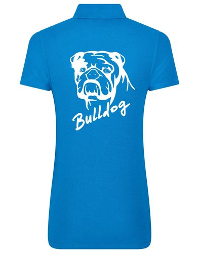 Female Bulldog (Head Design) Polo Shirt Sapphire Blue (White)