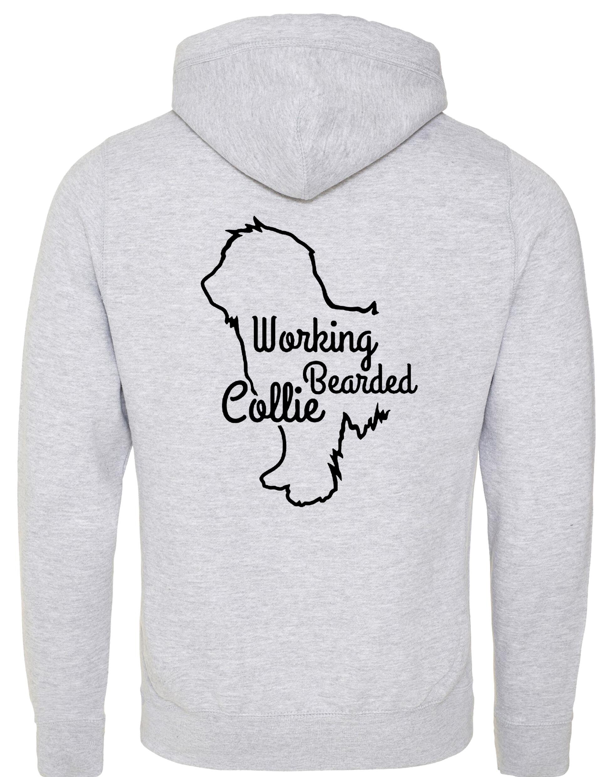 Unisex Crossneck Pullover Hoodie with Working Bearded Collie Dog Breed Design