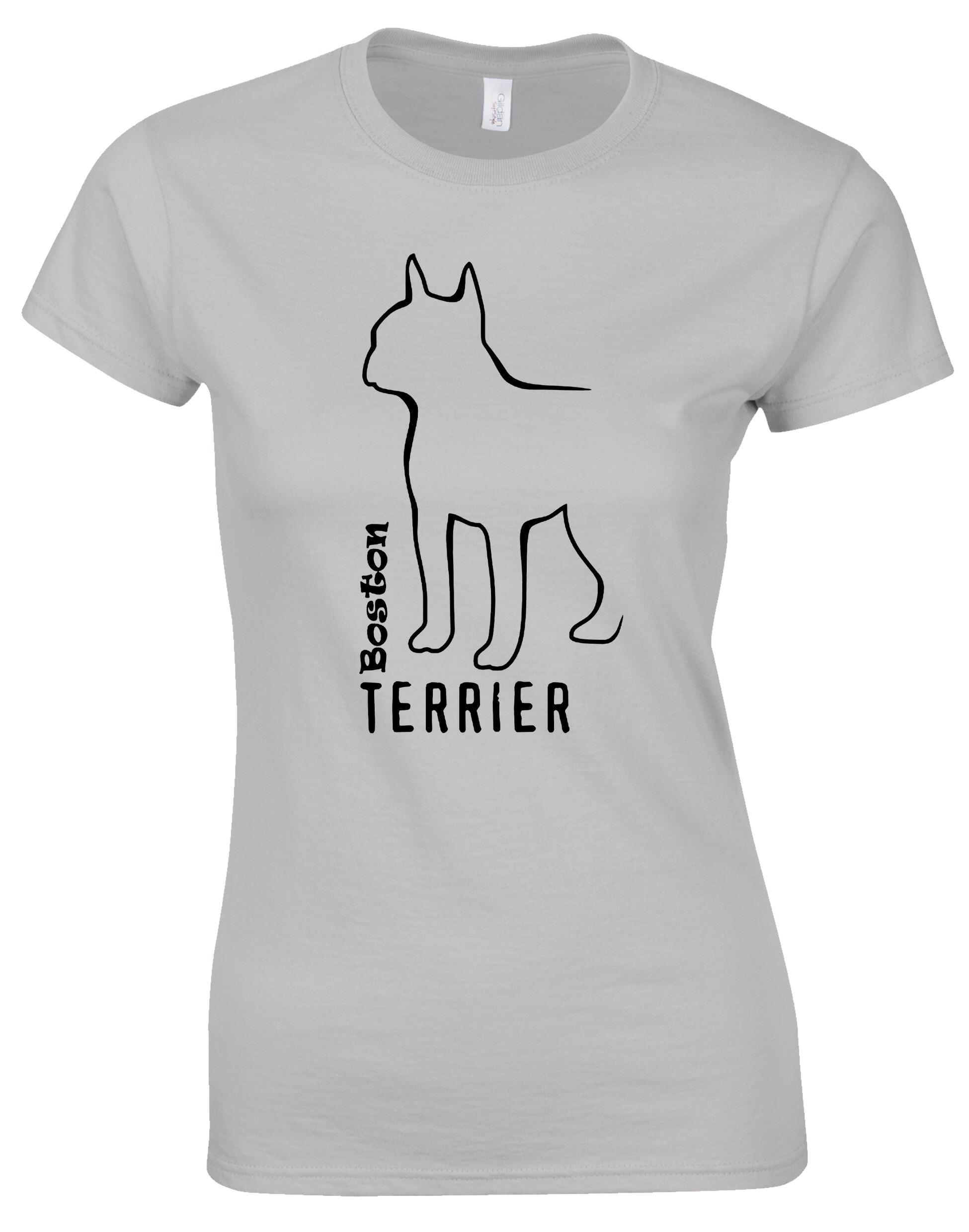 Female Roundneck T-shirt with Boston Terrier Dog Breed Design – Style for Every Dog Lover