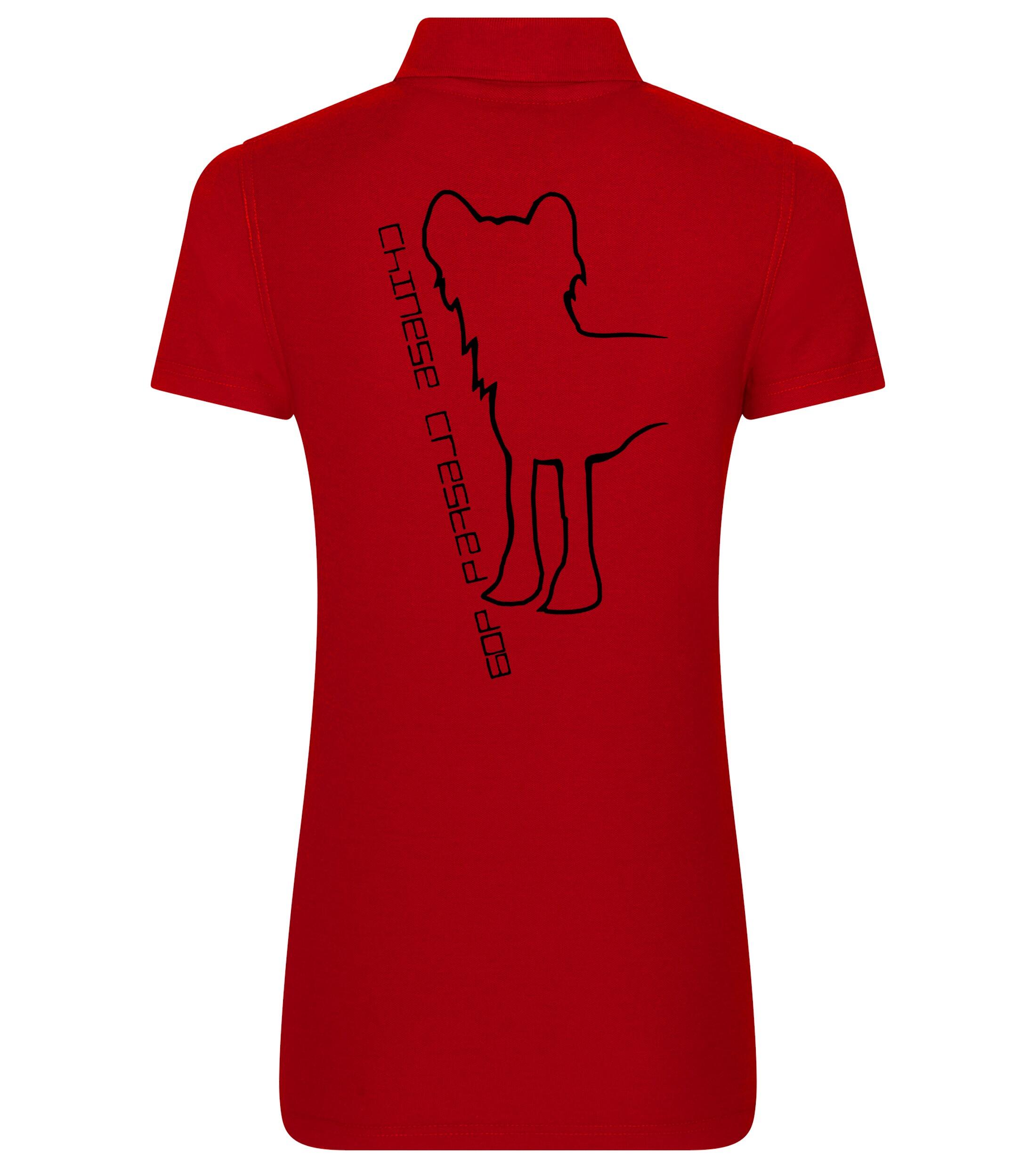 Women’s Cotton Polo with Chinese Crested Dog Breed Design – Style for Chinese Crested Enthusiasts