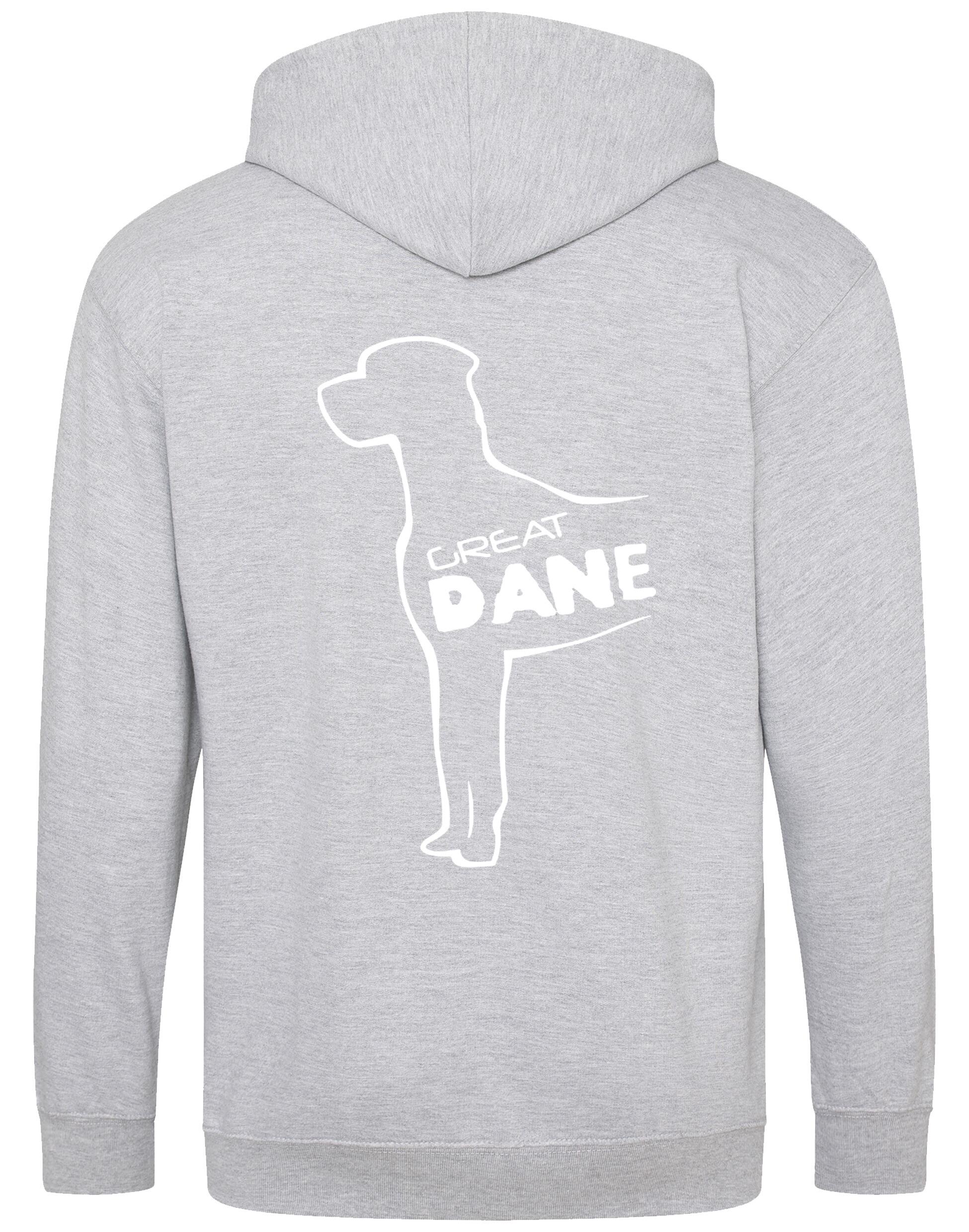 Zipped hoodie featuring exclusive Great Dane artwork, crafted from heavy-blend fabric with a brushed fleece interior, full-zip closure, and spacious front pockets.