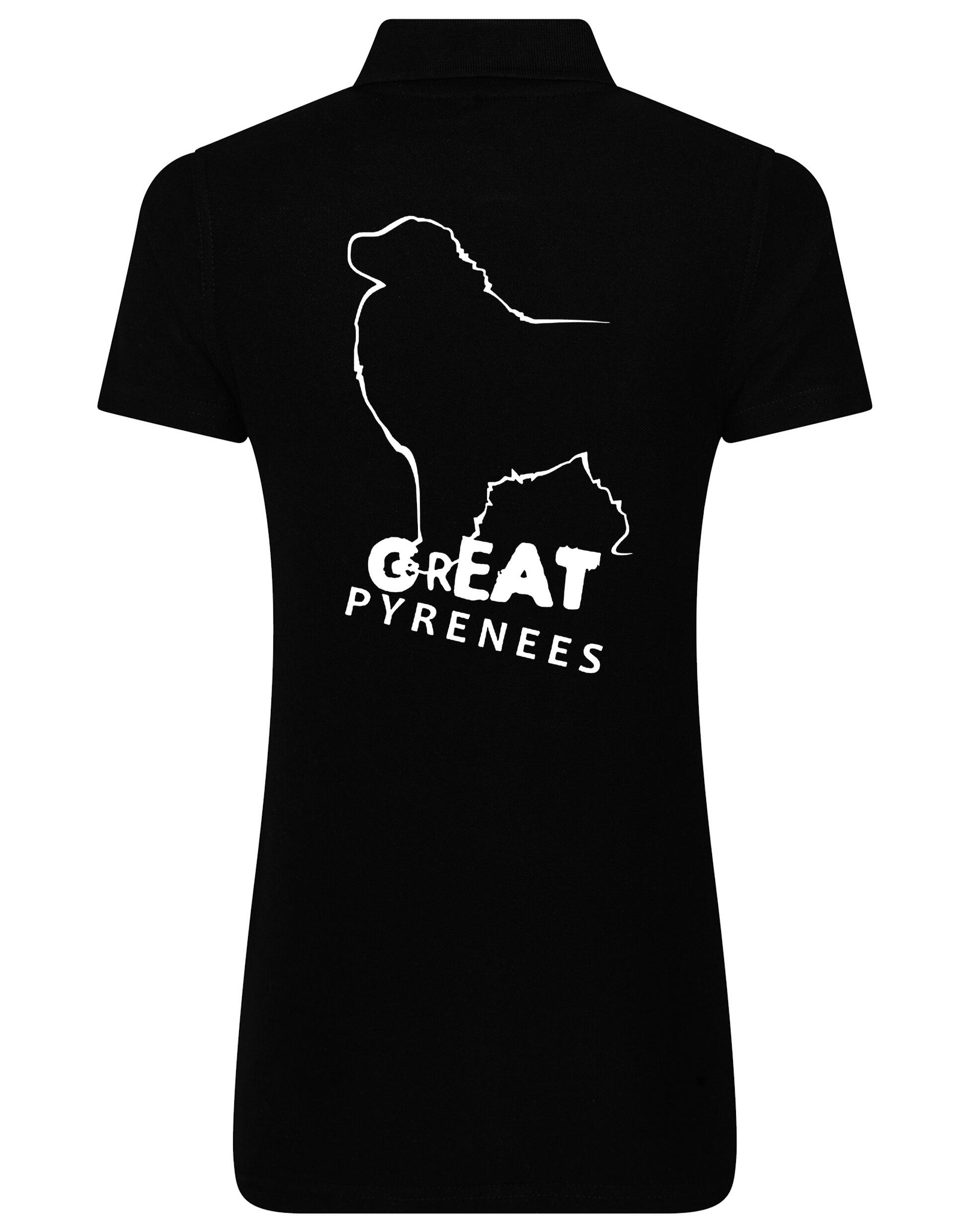Women’s Cotton Polo featuring a detailed Great Pyrenees design, crafted from breathable cotton for comfort and style.