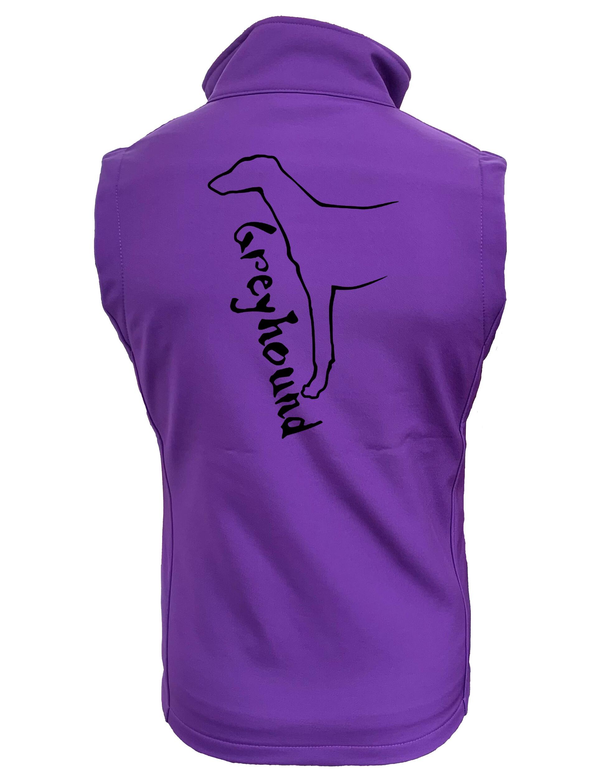 Women's Softshell Jacket with water-resistant fabric and fleece lining, featuring a detailed Greyhound design on the back, perfect for outdoor adventures.