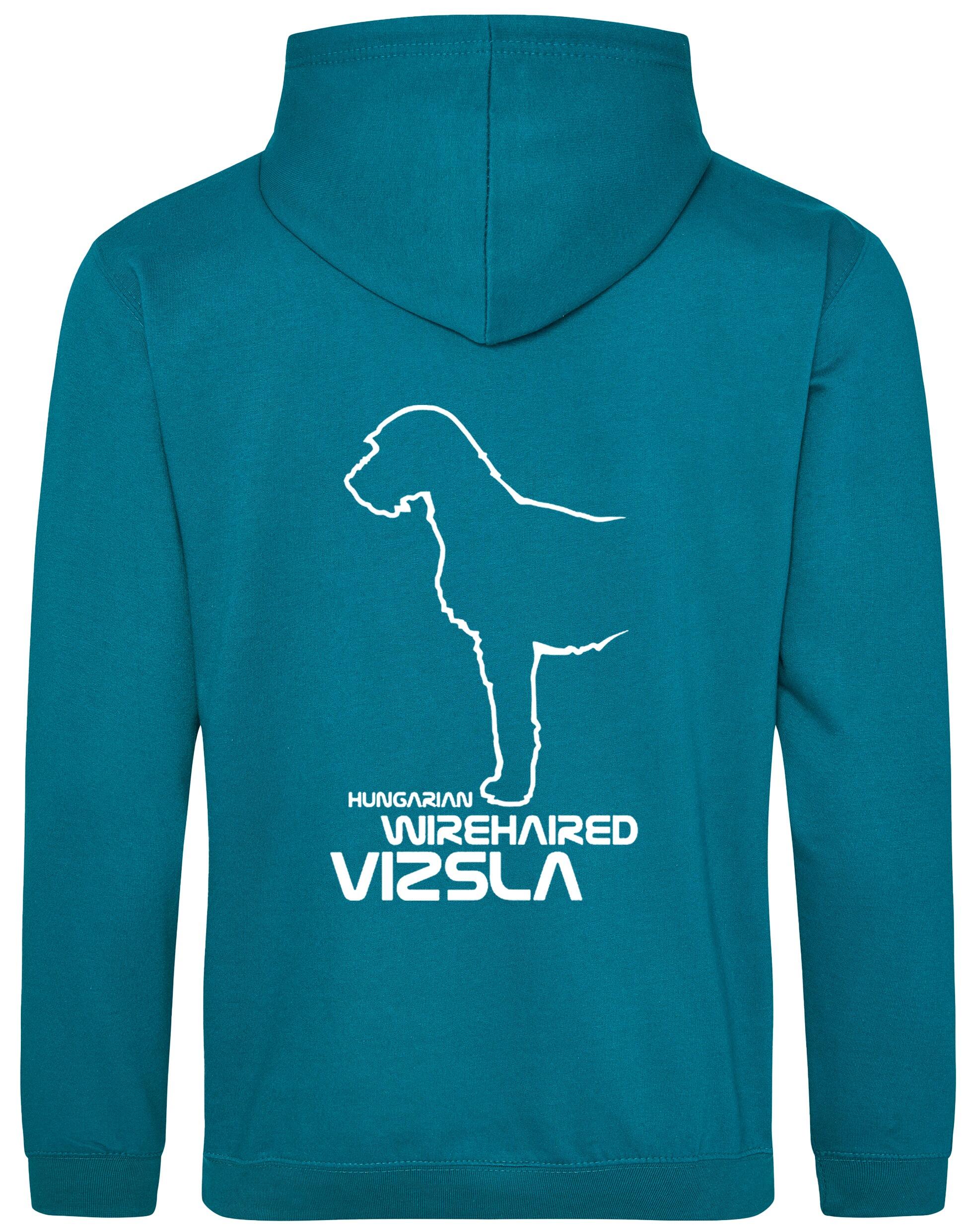 Hungarian Wirehaired Vizsla Design Pullover Hoodie with exclusive artwork, cozy fleece lining, and customizable options for breed lovers.