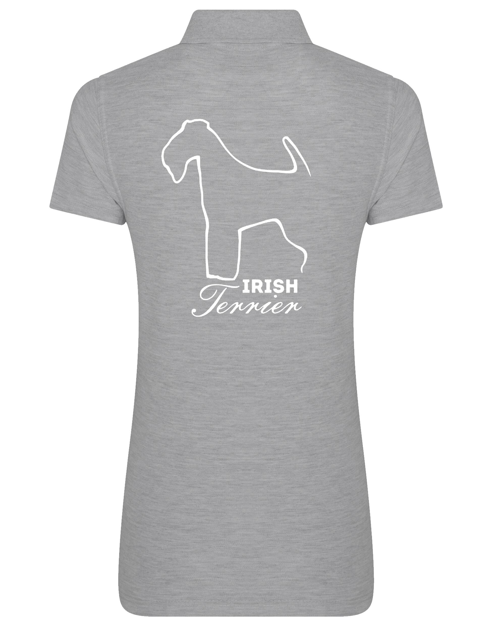 Women's Cotton Polo featuring exclusive Irish Terrier design, made from soft, breathable cotton for comfort and style.