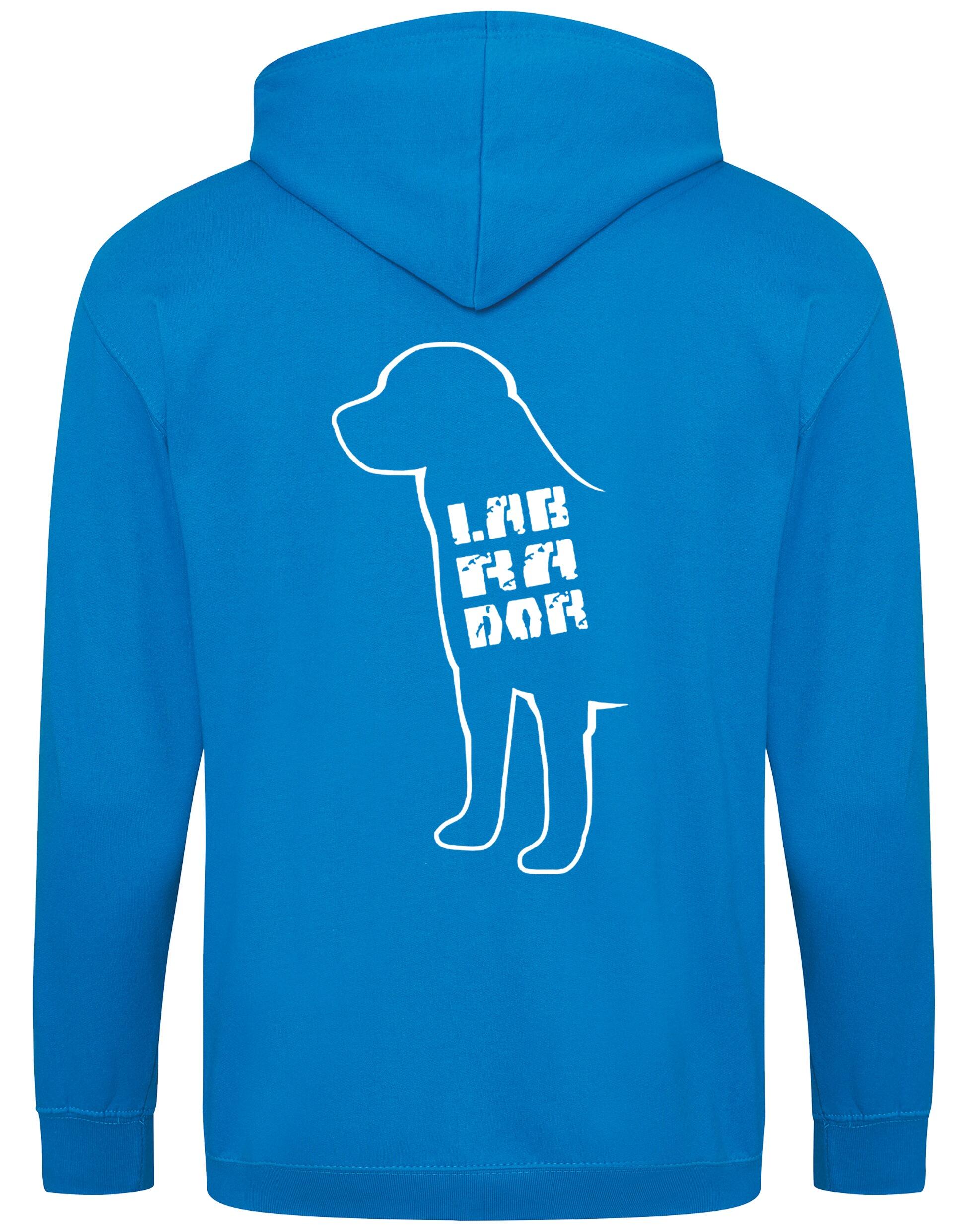 Labrador zipped hoodie with exclusive breed artwork and customization options, perfect for Labrador enthusiasts seeking warmth and style.