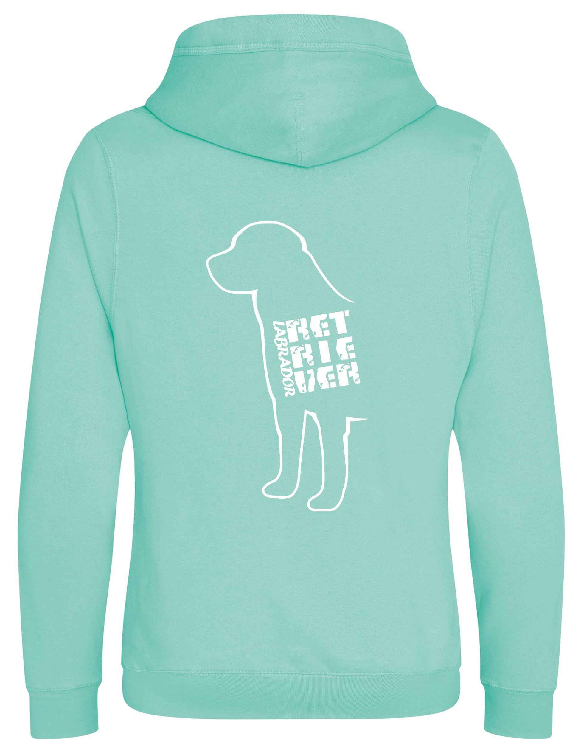 Unisex crossneck pullover hoodie featuring exclusive Labrador Retriever artwork on the back, crafted from heavy-blend fabric with a brushed fleece interior and practical kangaroo pocket.