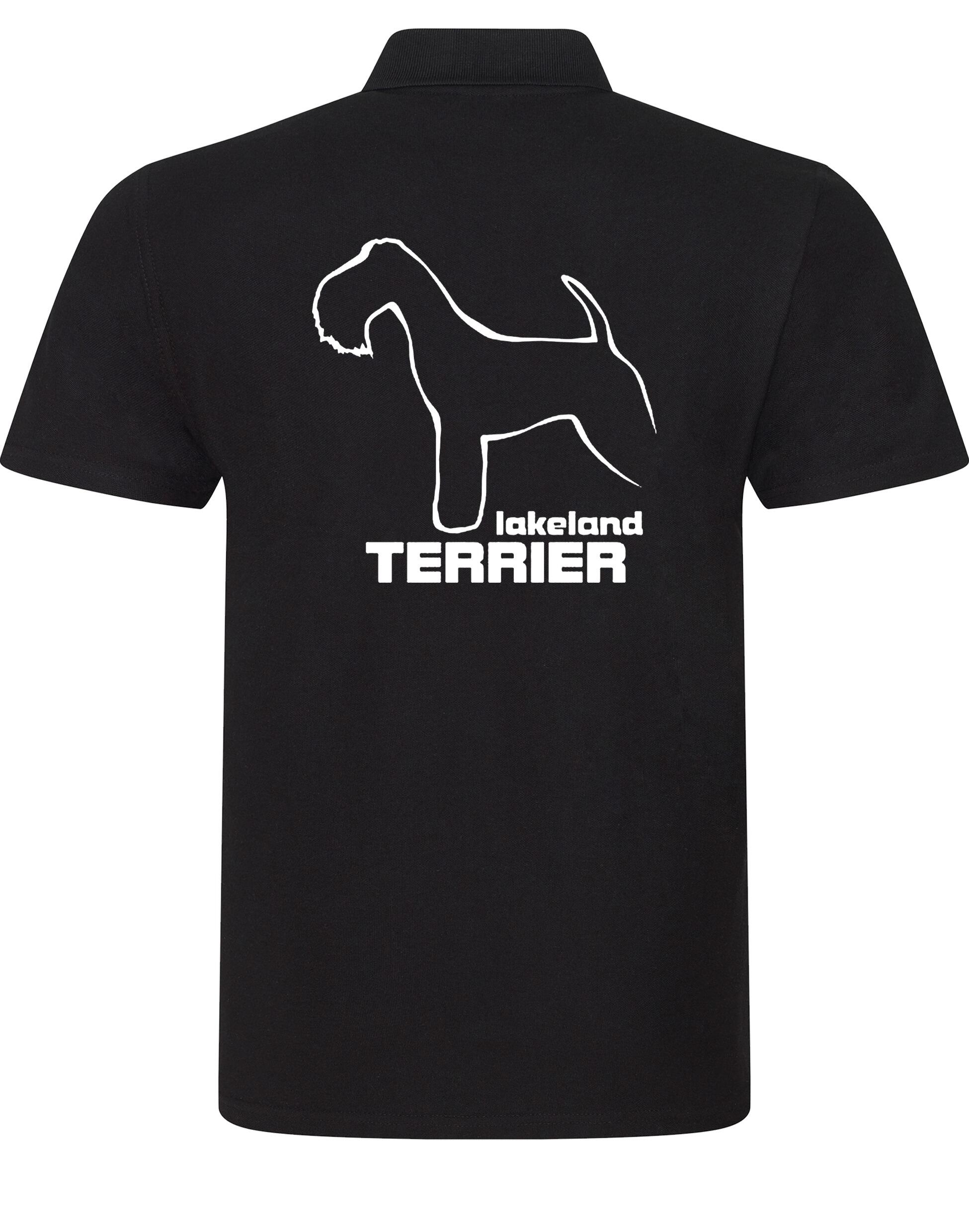 Unisex cotton polo featuring an exclusive Lakeland Terrier design with a relaxed fit.