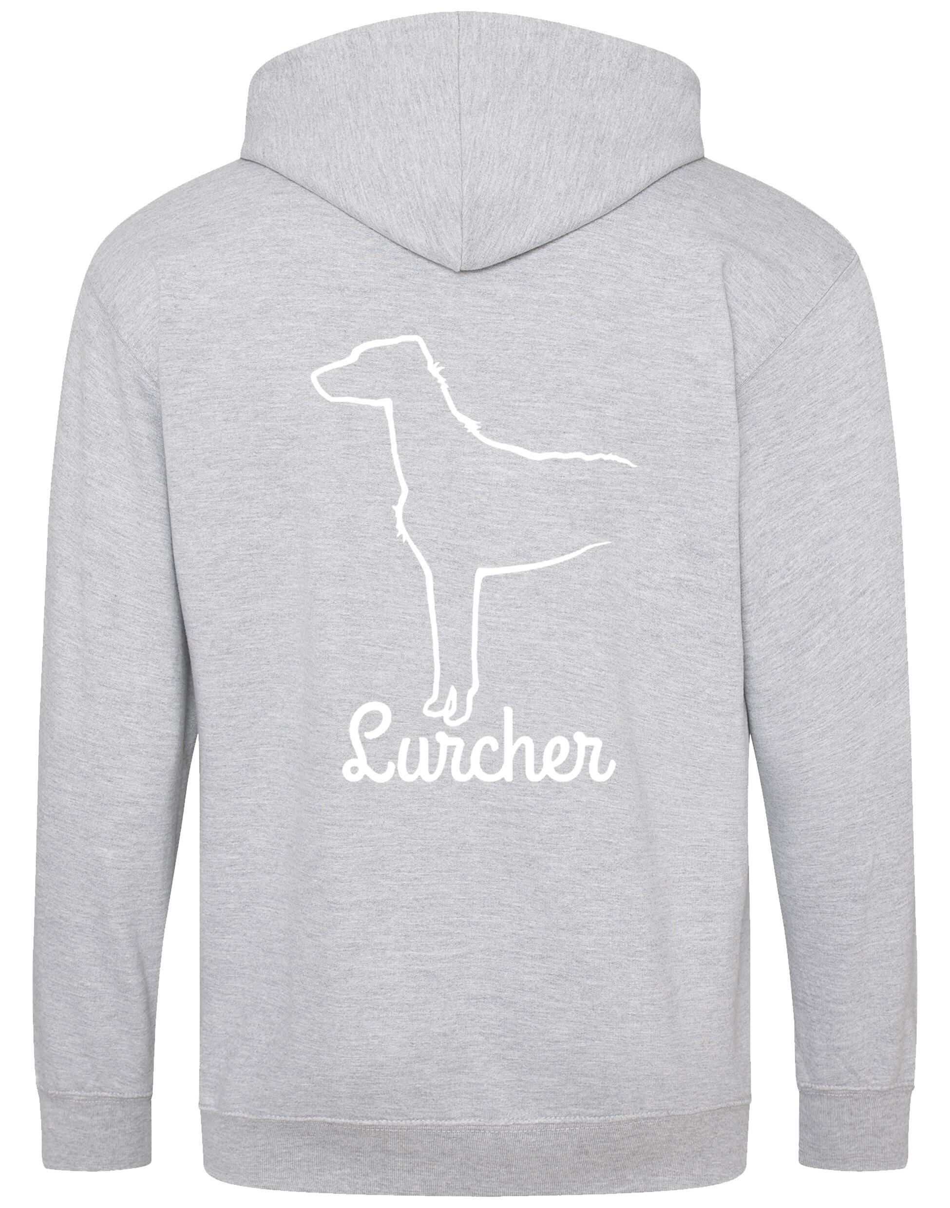 Lurcher Zipped Hoodie featuring exclusive breed artwork and customisable options.