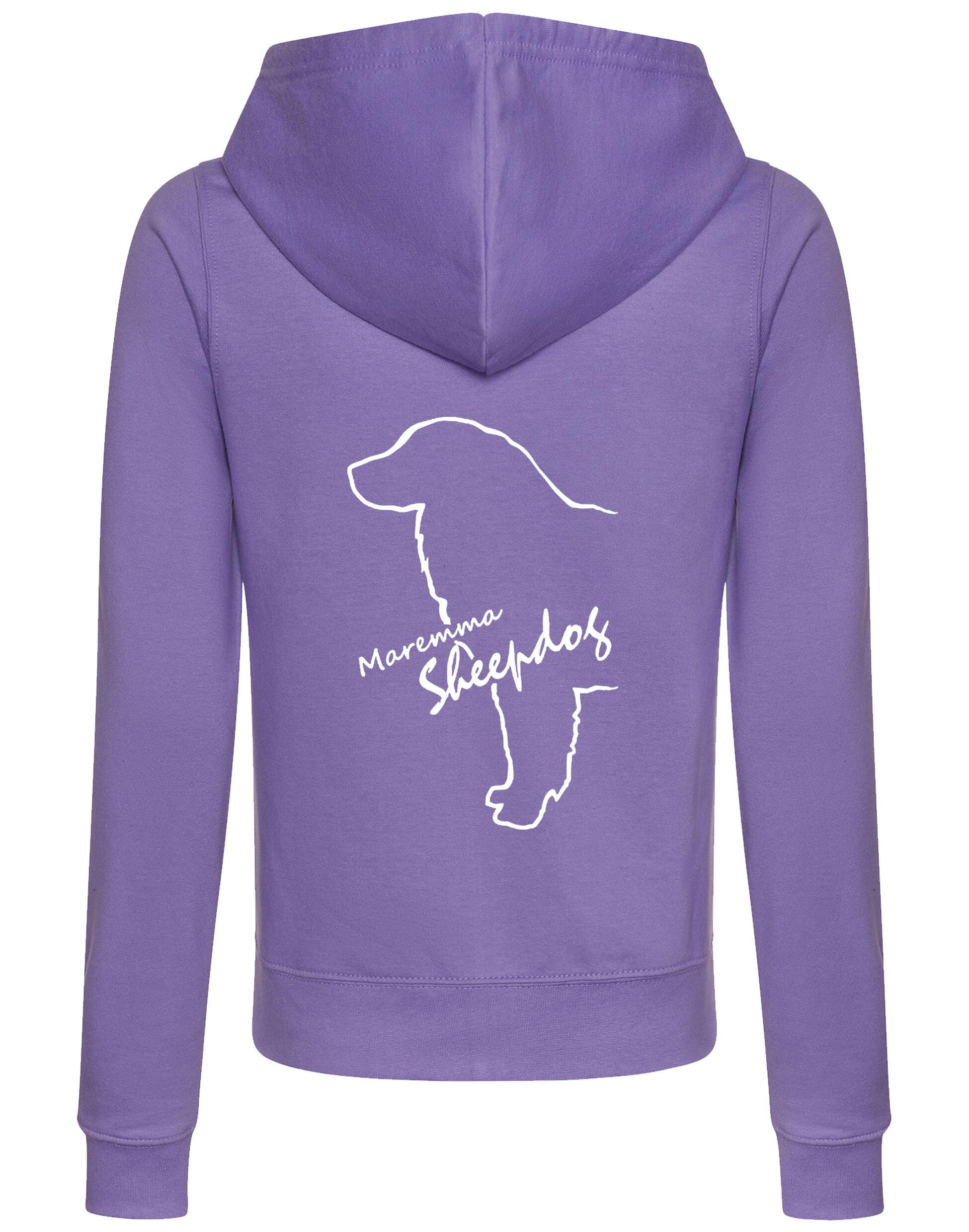Maremma Sheepdog women’s zipped hoodie featuring exclusive breed artwork, a feminine fit, and practical front pockets