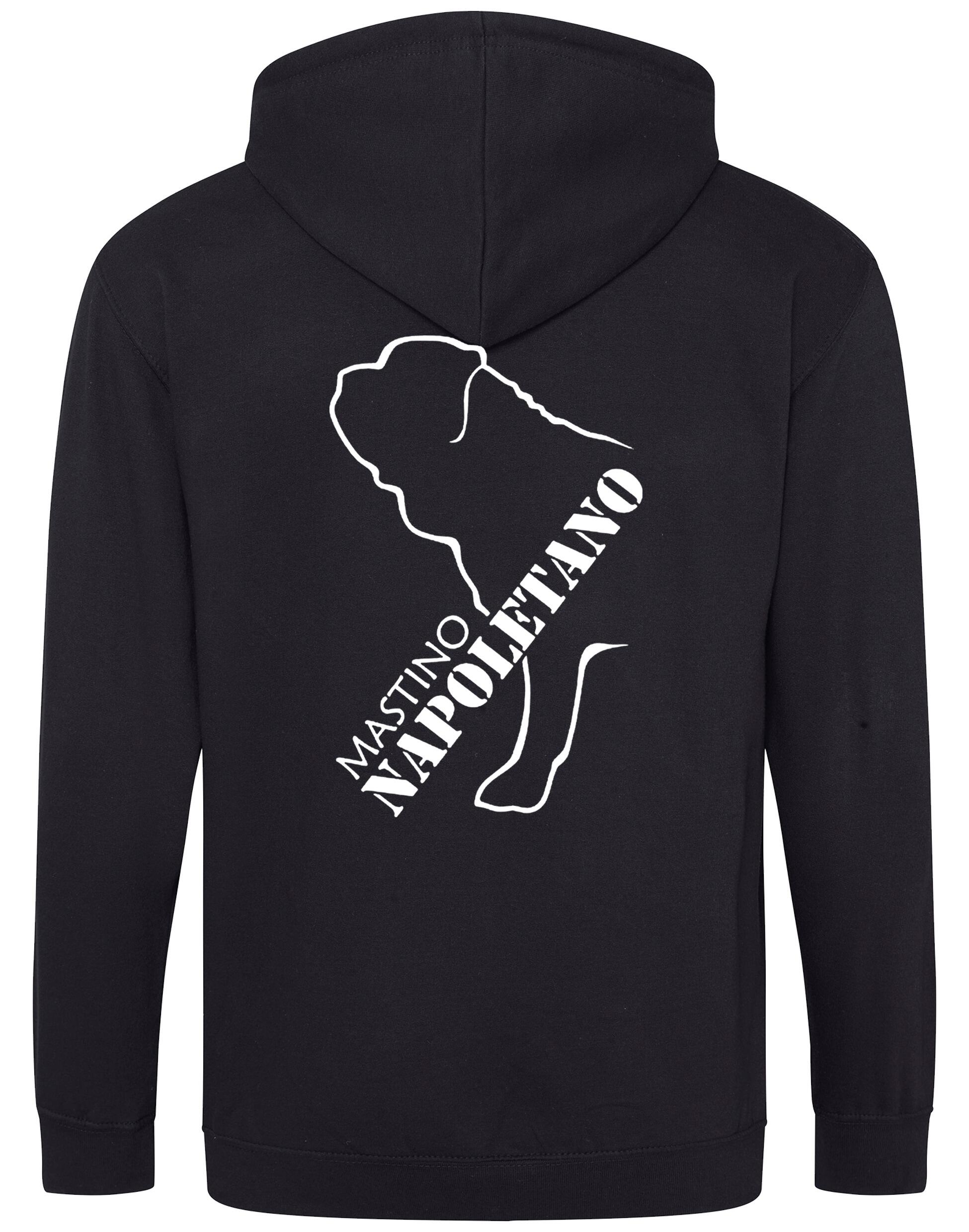 Mastino Napoletano Zipped Hoodie featuring exclusive breed artwork, customisation options, and a durable, fleece-lined design for ultimate comfort and style.