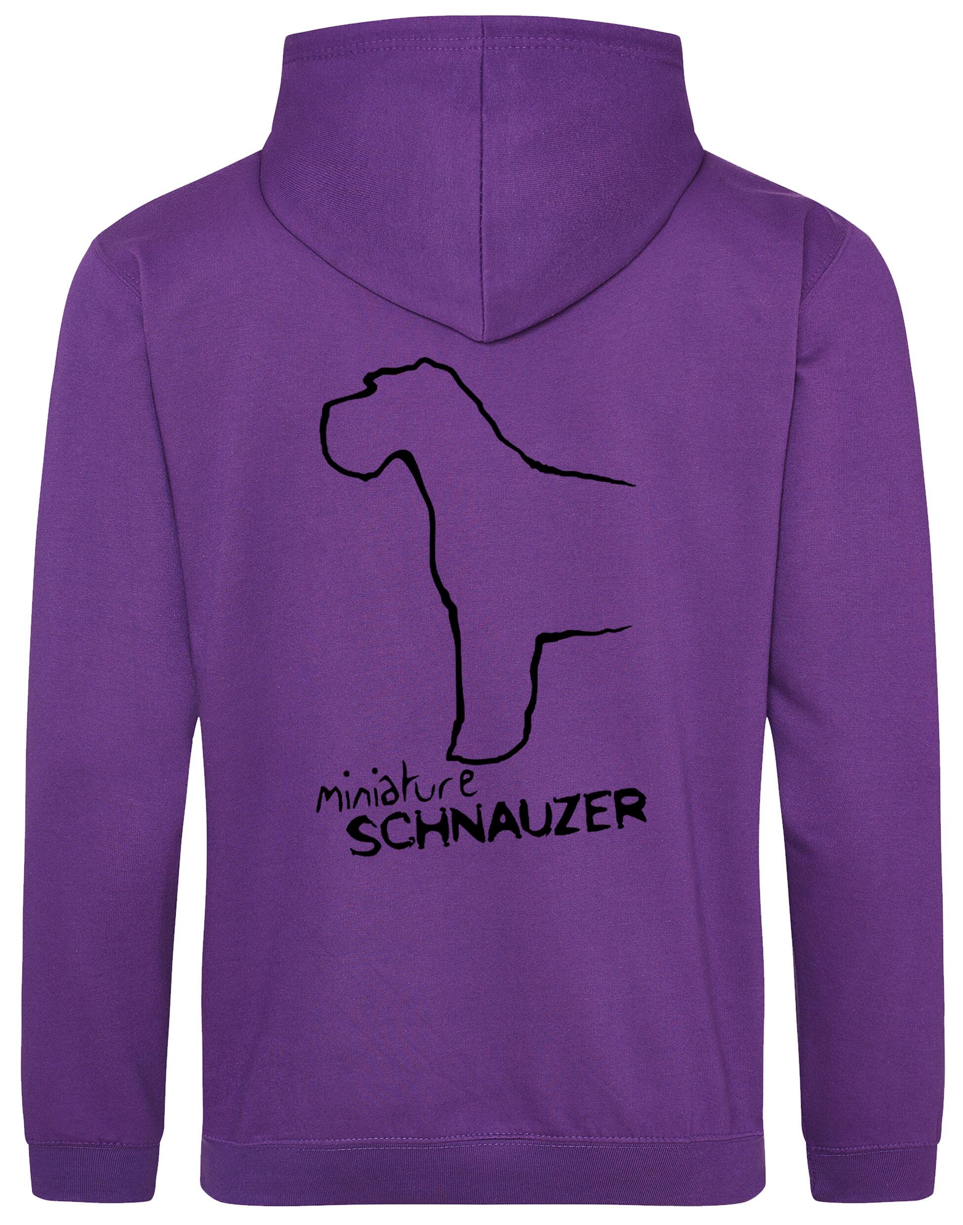 Miniature Schnauzer Pullover Hoodie with exclusive breed artwork, fleece interior, and customisation options for dog lovers.