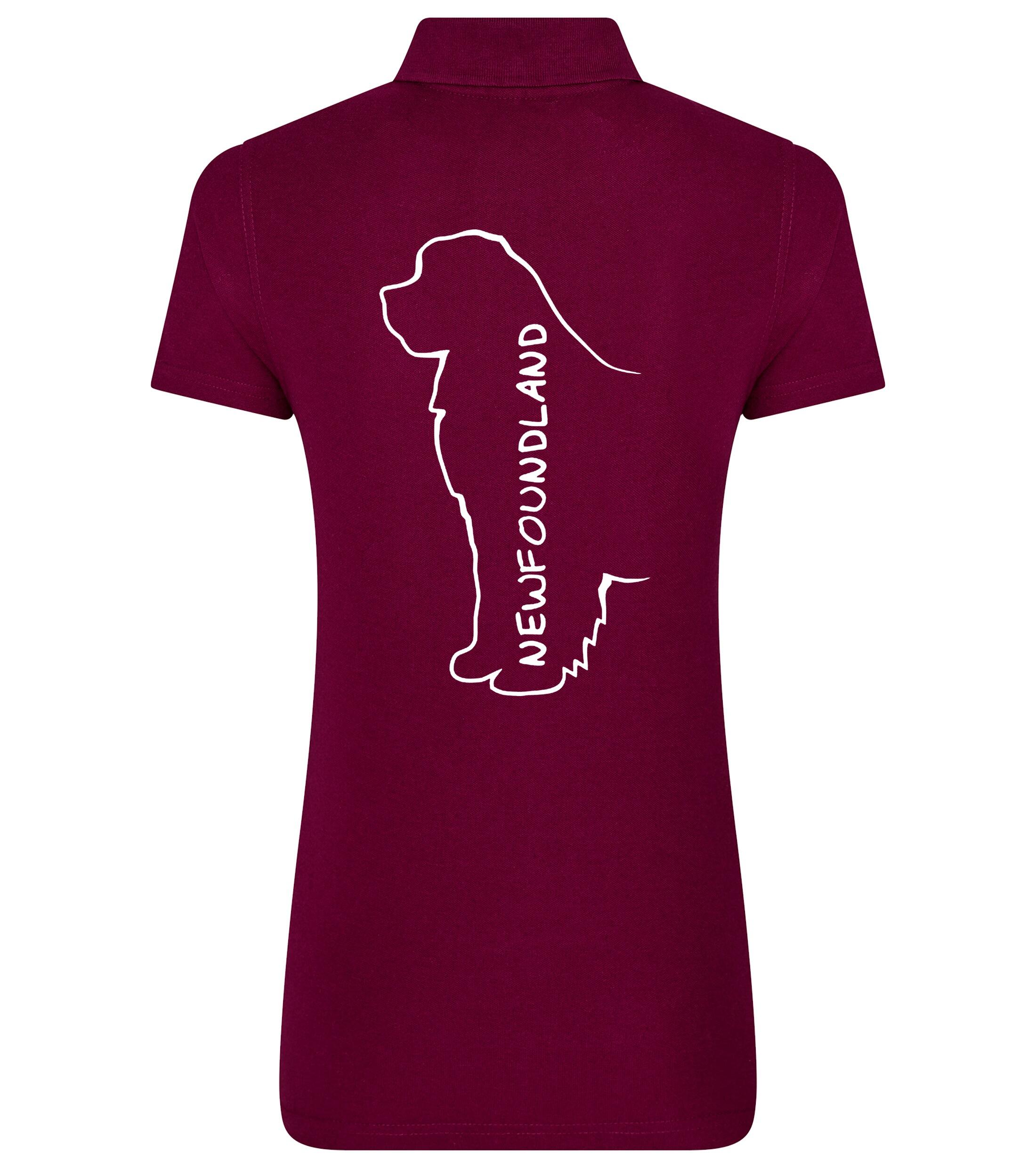 Women's Cotton Polo featuring exclusive Newfoundland dog breed design on the back, crafted from breathable, soft premium cotton with a flattering feminine fit, perfect for casual outings, dog events, and everyday comfort.