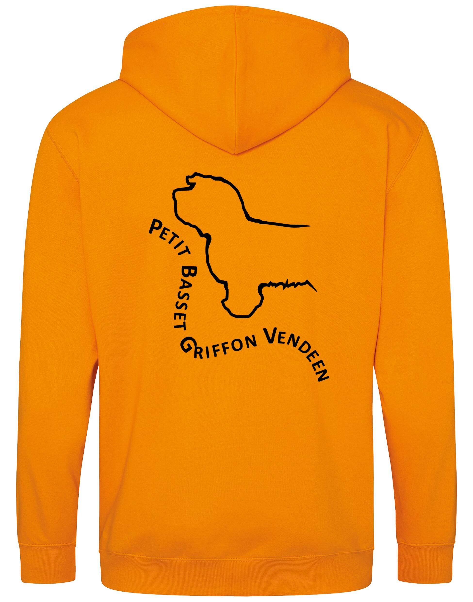 Petit Basset Griffon Vendéen Zipped Hoodie – fleece-lined full-zip hoodie with exclusive breed artwork, cozy hood, and spacious front pockets.