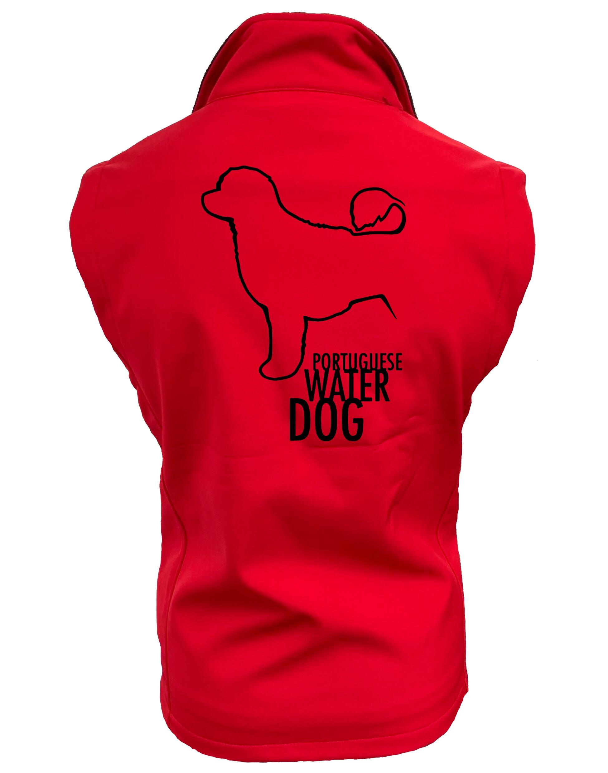 Unisex Portuguese Water Dog Softshell Jacket showcasing durable, water-resistant fabric, cozy fleece lining, and exclusive artwork celebrating the breed’s agility and charm.