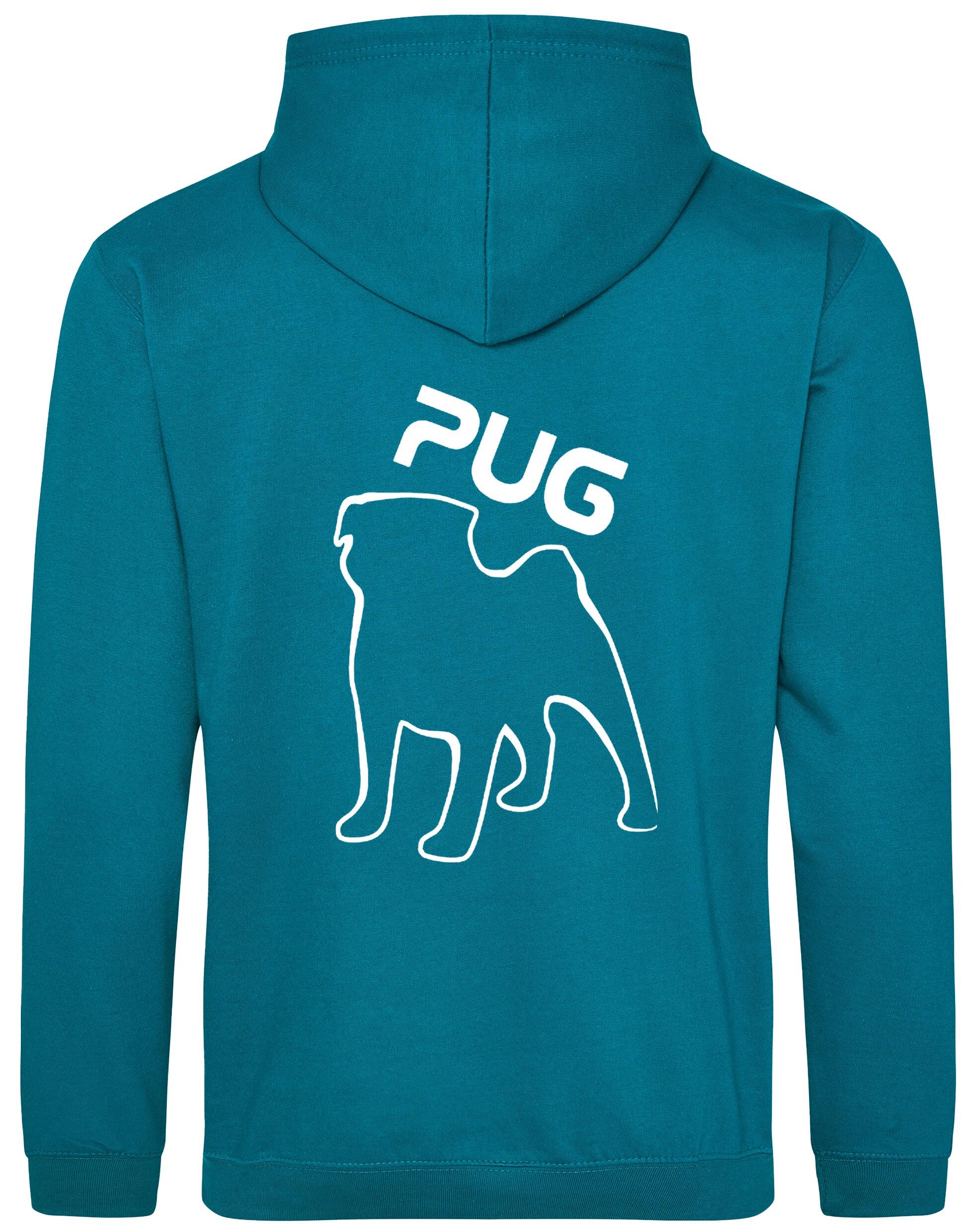 Unisex Pug (Outline) Design Pullover Hoodie featuring exclusive outline artwork, premium heavy-blend fabric with a brushed fleece interior, ribbed cuffs, a double-fabric hood, and a spacious kangaroo pocket for stylish comfort.