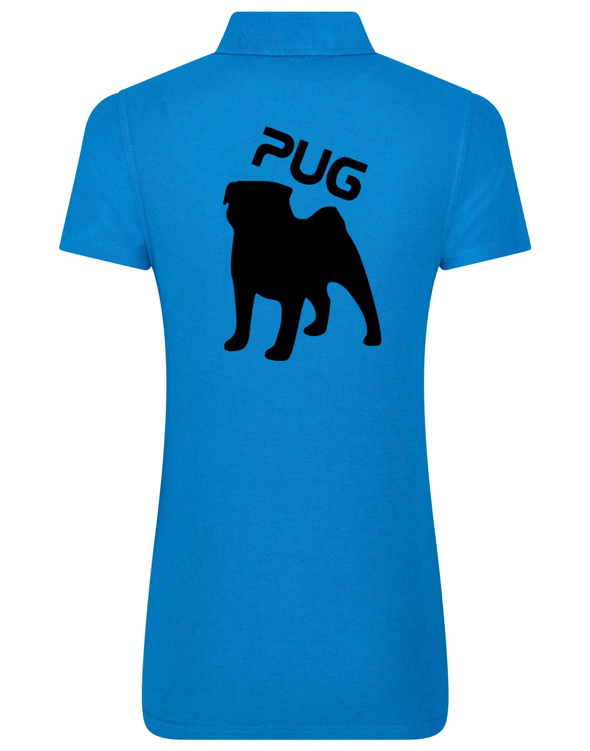 Women's Cotton Polo featuring an exclusive Pug (Silhouette) design, crafted from premium breathable cotton for all-day comfort and a flattering feminine fit, perfect for Pug enthusiasts.