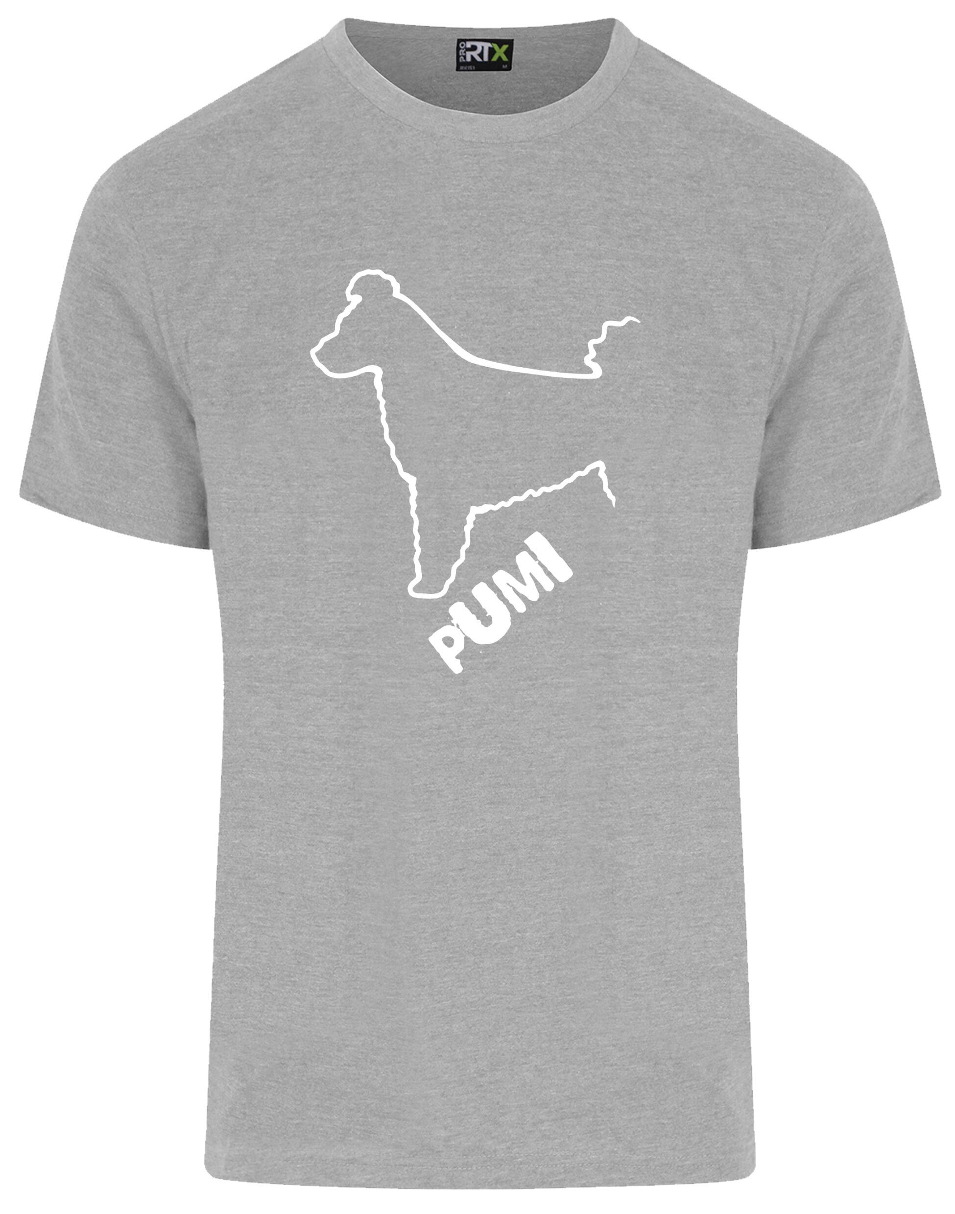 Unisex Hungarian Pumi Roundneck T-shirt featuring exclusive breed artwork, crafted from premium breathable cotton for all-day comfort and a relaxed, stylish fit, perfect for Hungarian Pumi enthusiasts.