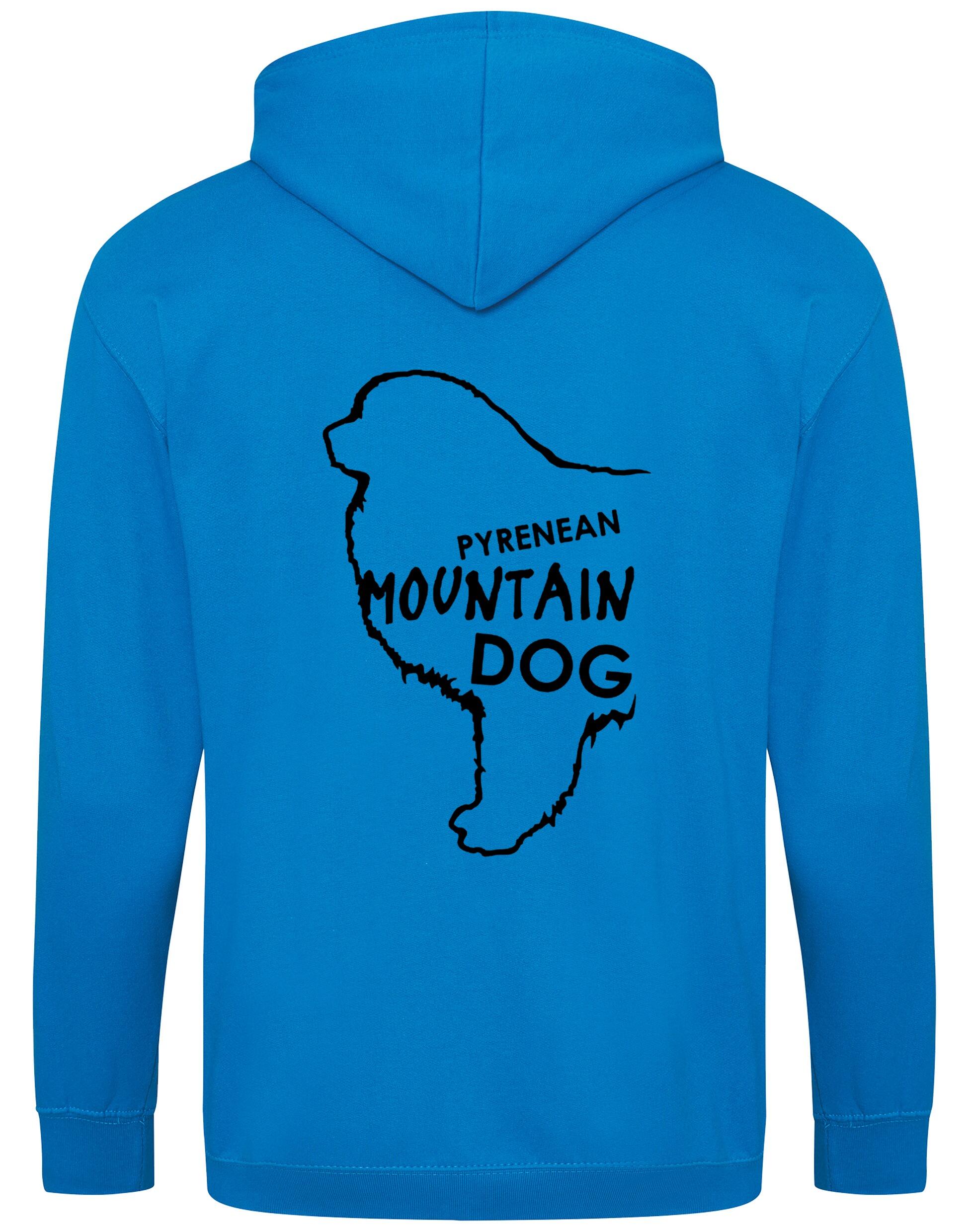 Unisex Pyrenean Mountain Dog Zipped Hoodie featuring exclusive breed artwork with personalization options, crafted from premium heavy-blend fabric with a cozy brushed fleece interior, full-zip closure, and kangaroo pocket for stylish, versatile outdoor wear.