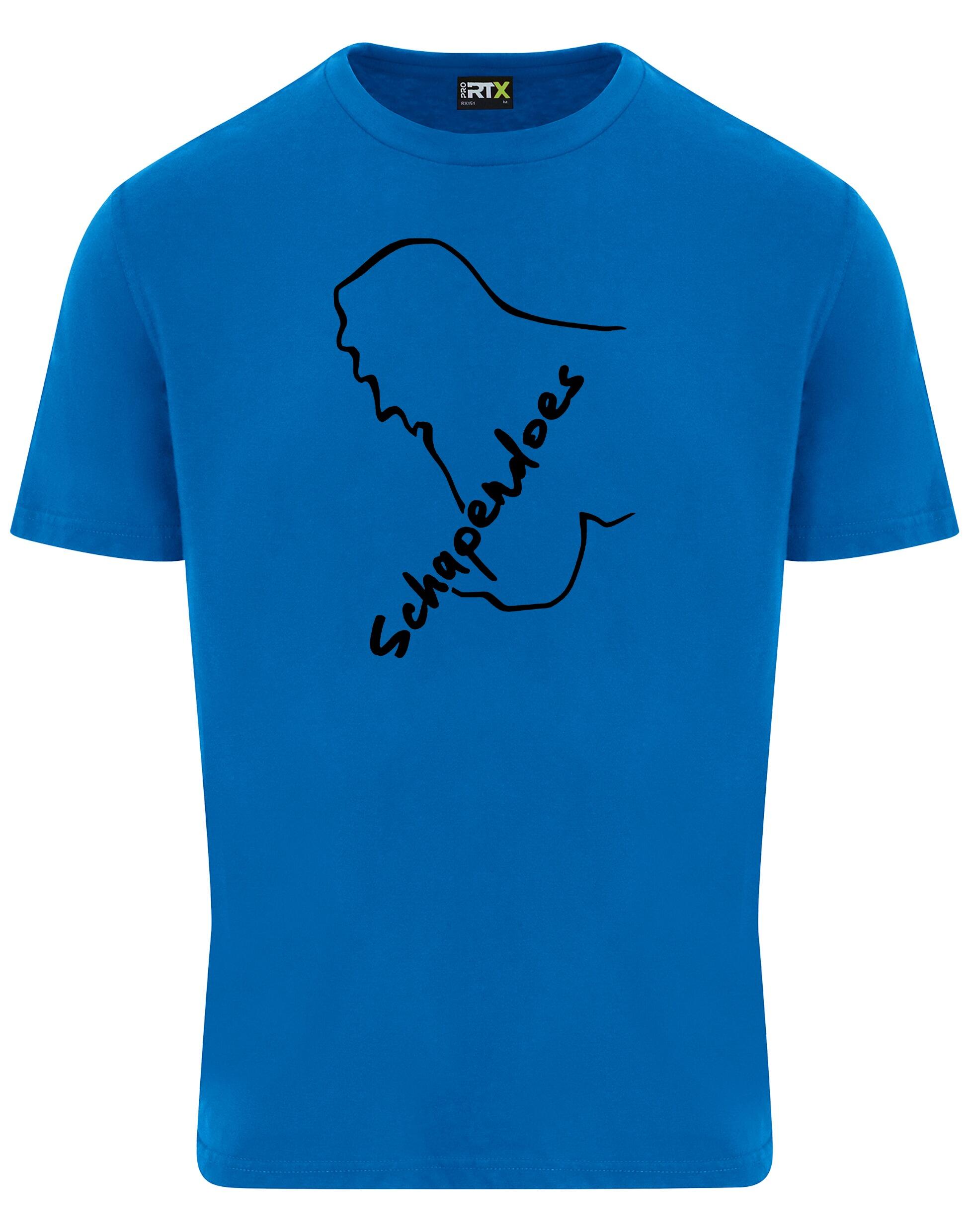 Unisex Roundneck T-shirt featuring exclusive Schapendoes artwork, lightweight breathable cotton fabric, classic round neckline, and relaxed fit – perfect for breed enthusiasts.