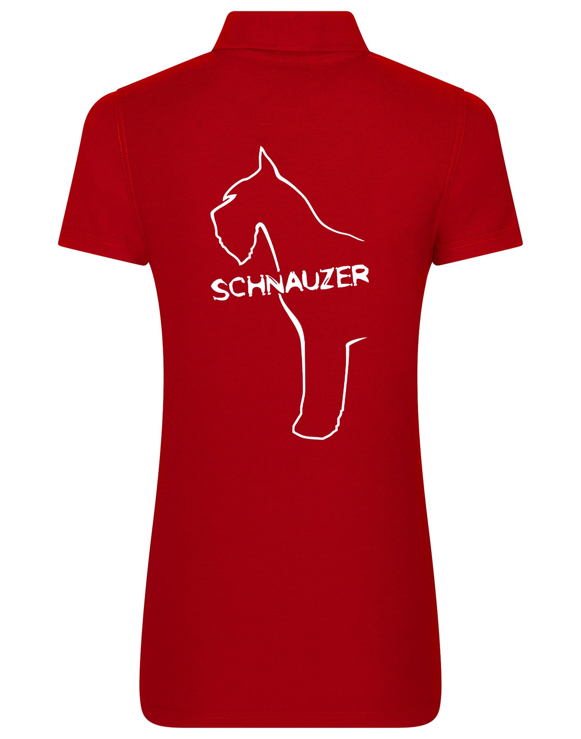 Schnauzer Women’s Cotton Polo featuring exclusive breed design on the back, breathable fabric, and flattering feminine fit. Perfect for Schnauzer lovers.Schnauzer Women’s Cotton Polo featuring exclusive breed design on the back, breathable fabric, and flattering feminine fit. Perfect for Schnauzer lovers.