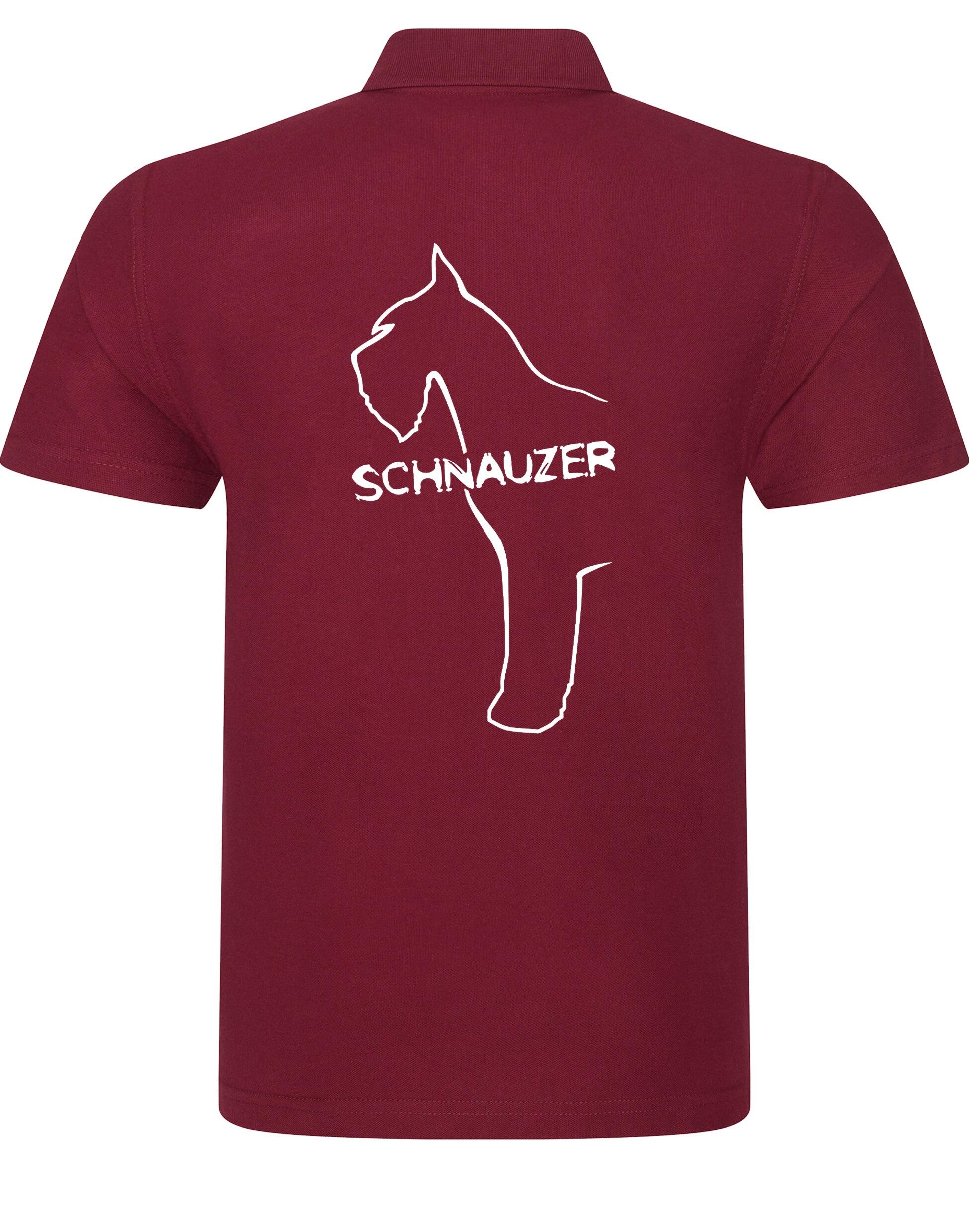 Schnauzer Unisex Cotton Polo featuring exclusive breed design on the back, breathable fabric, and relaxed unisex fit. Perfect for Schnauzer lovers.
