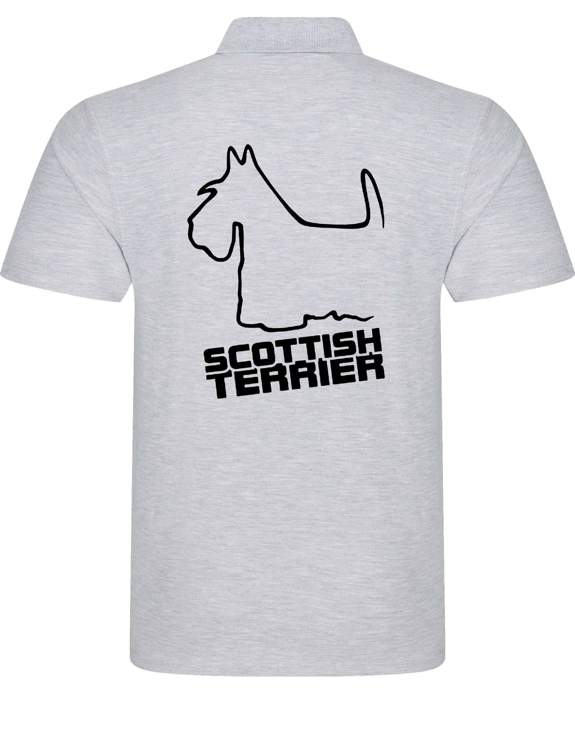 Scottish Terrier Unisex Cotton Polo featuring exclusive breed artwork, breathable premium cotton fabric, and relaxed fit suitable for all body types.