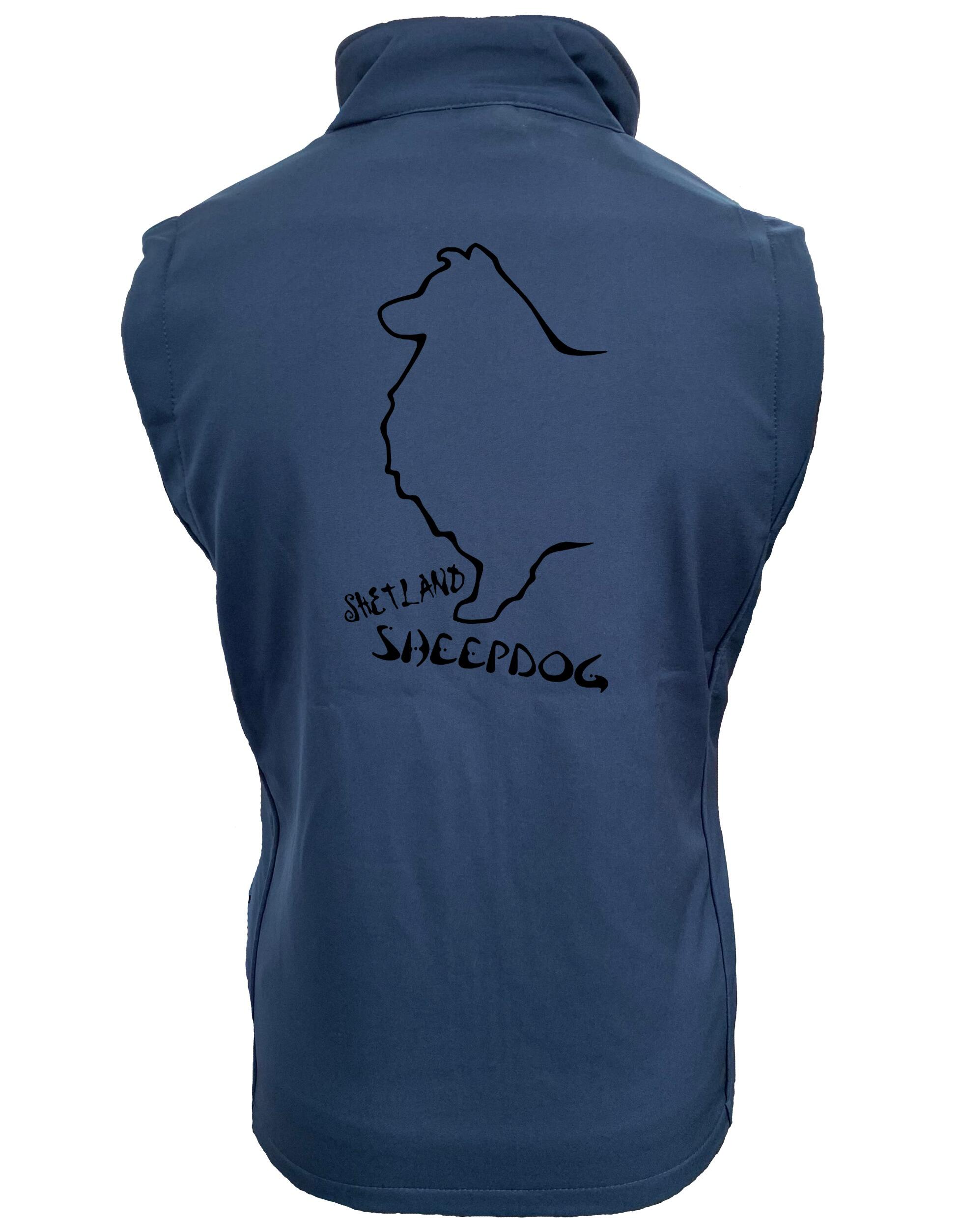 Unisex Softshell Gilet featuring exclusive Shetland Sheepdog graphic design.