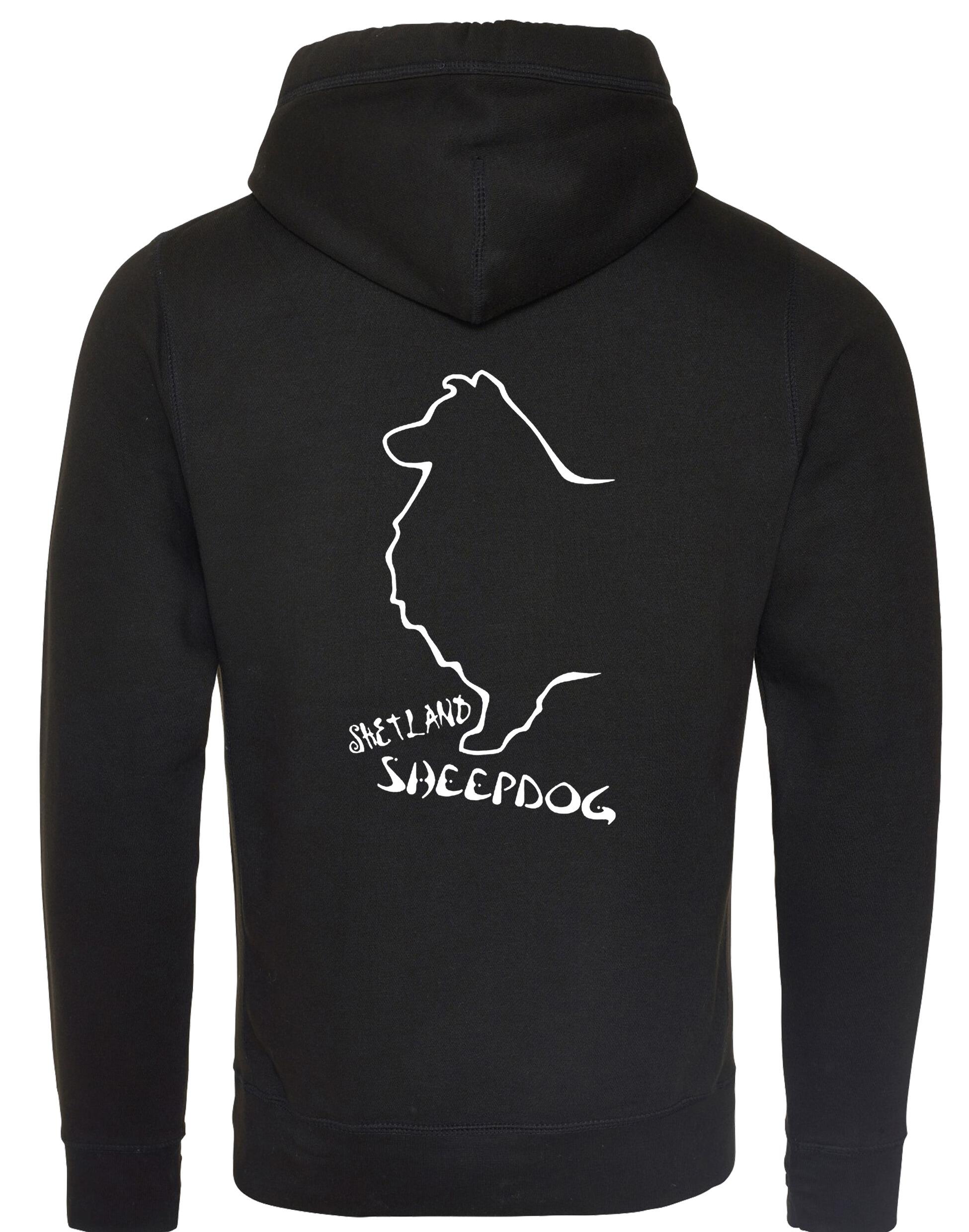 Unisex Crossneck Pullover Hoodie featuring exclusive Shetland Sheepdog graphic design.