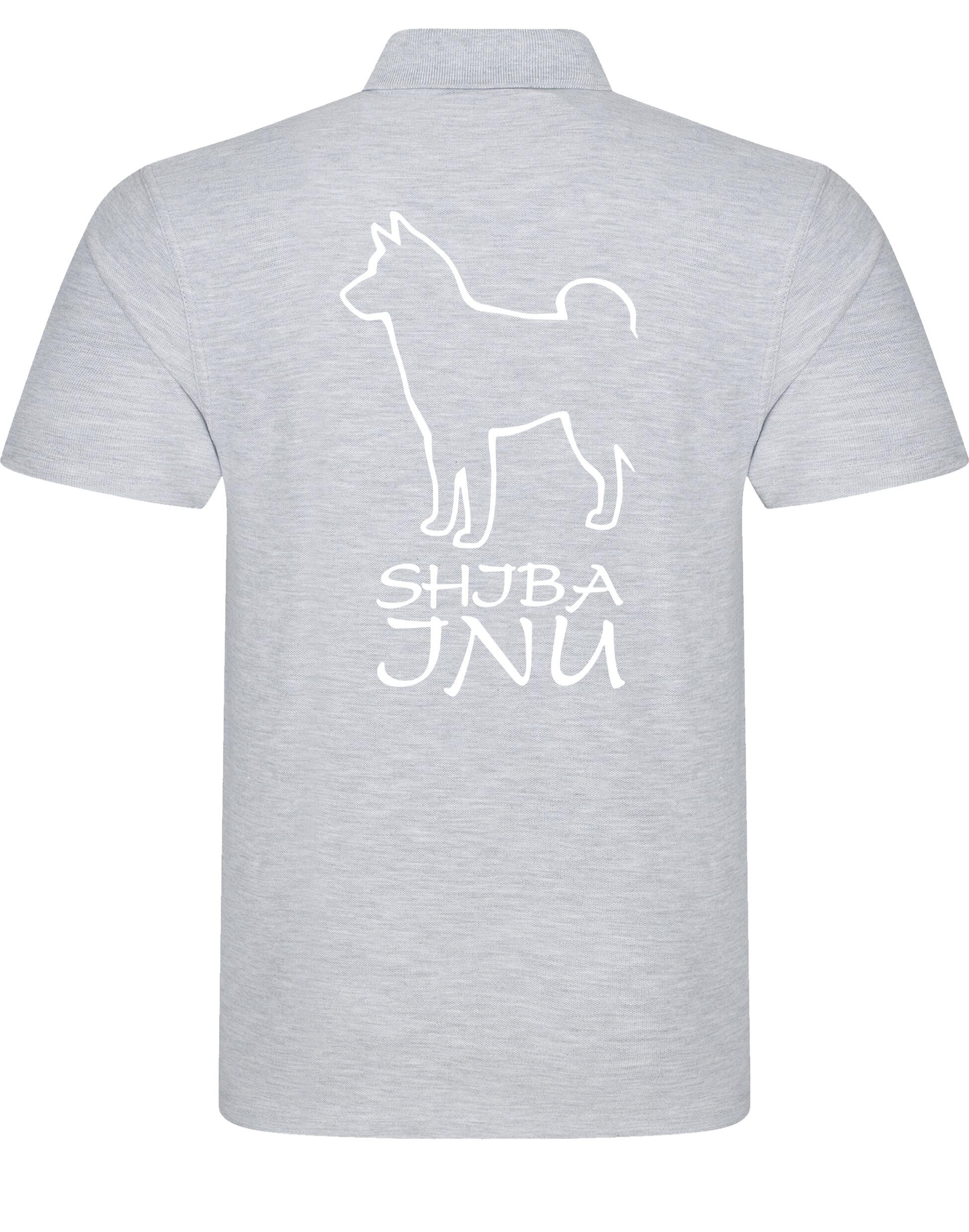 Unisex cotton polo shirt with exclusive Shiba Inu design on the back, made from lightweight breathable fabric with a relaxed fit, perfect for casual wear, dog events, or everyday outings.