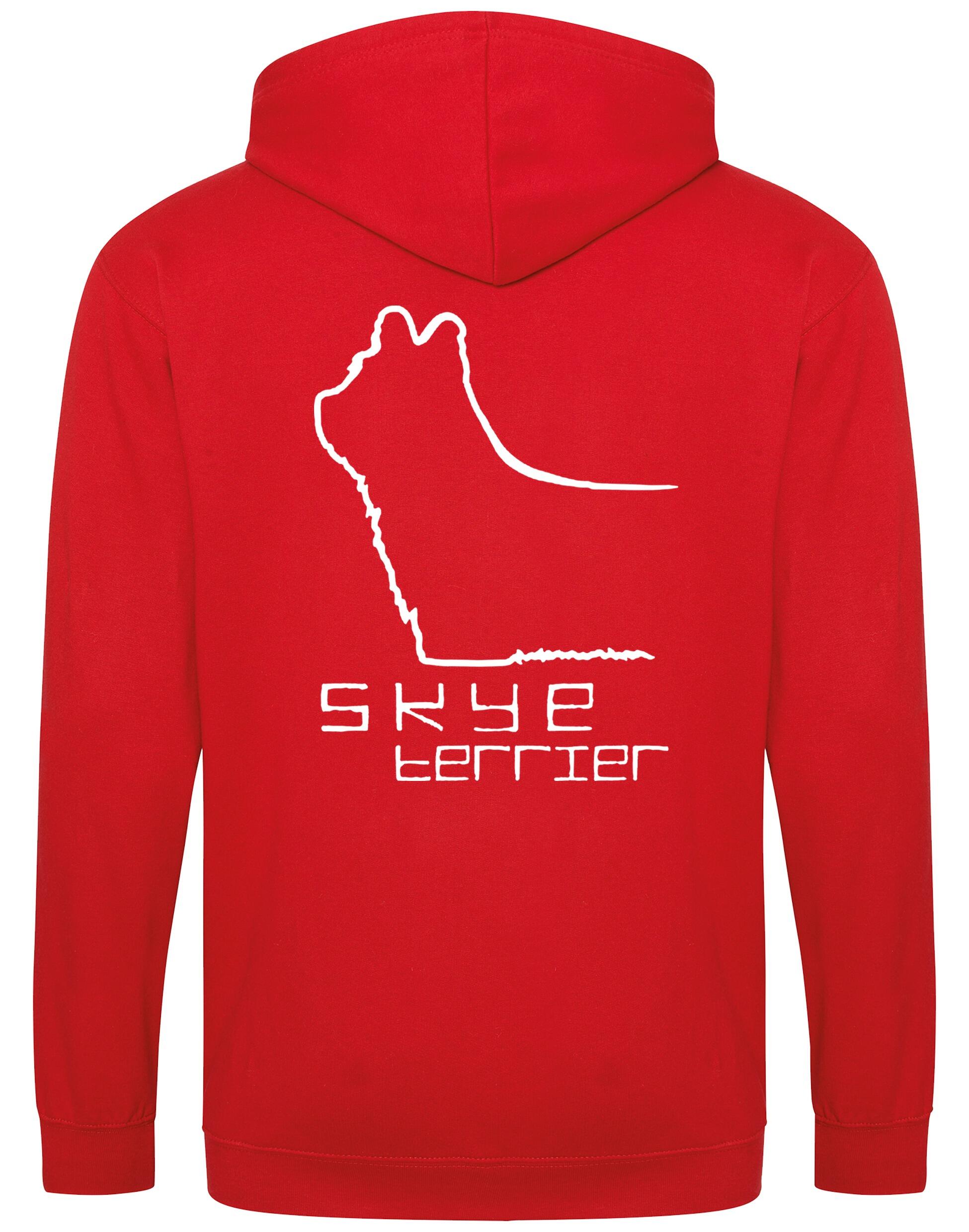 Unisex zipped hoodie with exclusive Skye Terrier design on the back and paw prints on the front, complete with double-fabric hood and front pockets. A warm, stylish piece for Skye Terrier lovers, perfect for dog shows, outdoor walks, or everyday comfort.